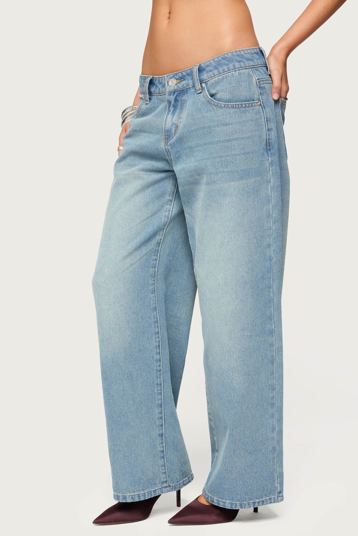Petite Raelynn Washed Low Rise Baggy Jeans - Image 4