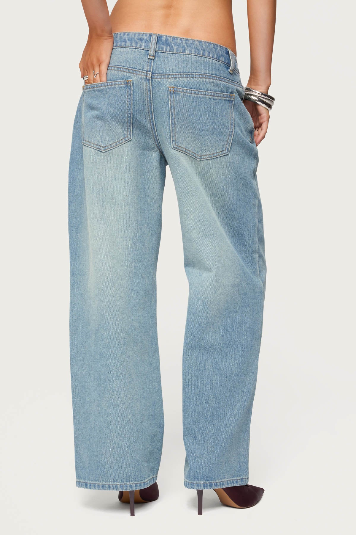 Petite Raelynn Washed Low Rise Baggy Jeans - Image 5