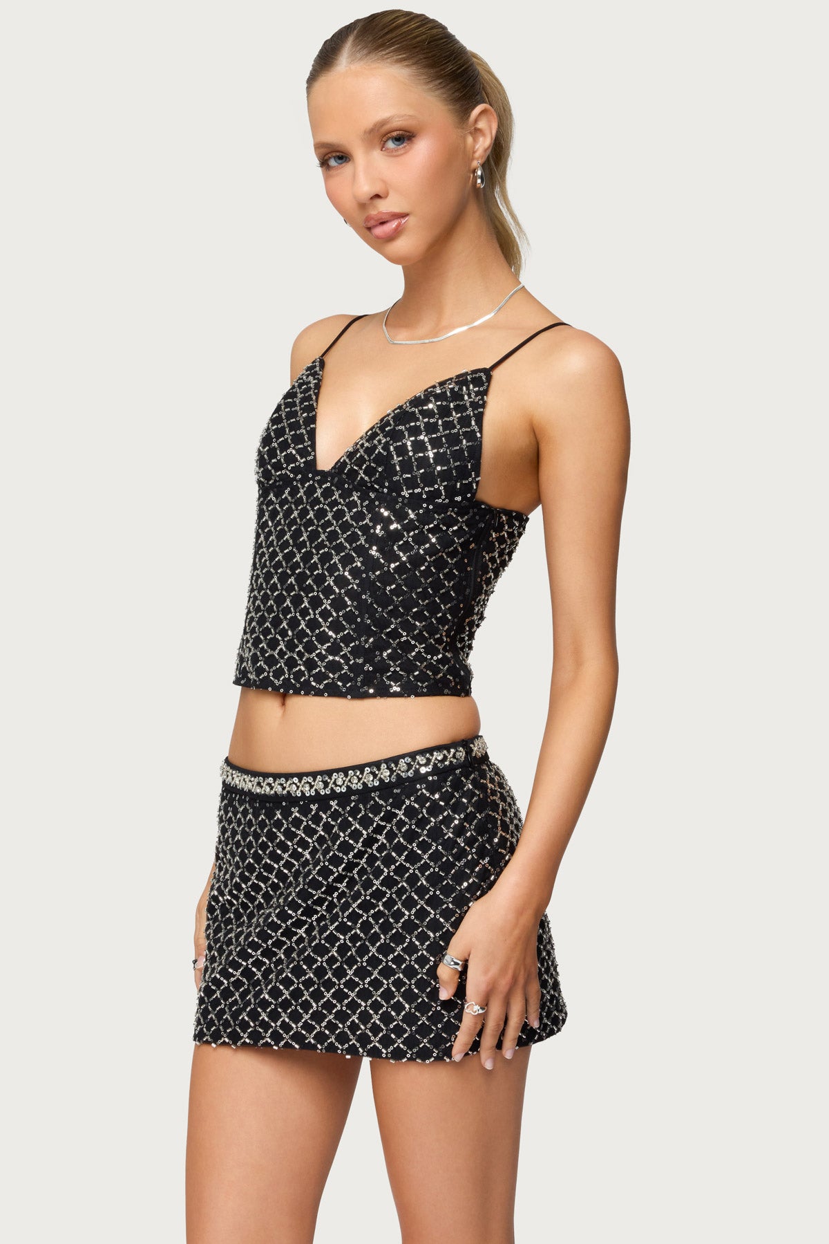 Jenny Beaded Mesh Boned Top - Image 3