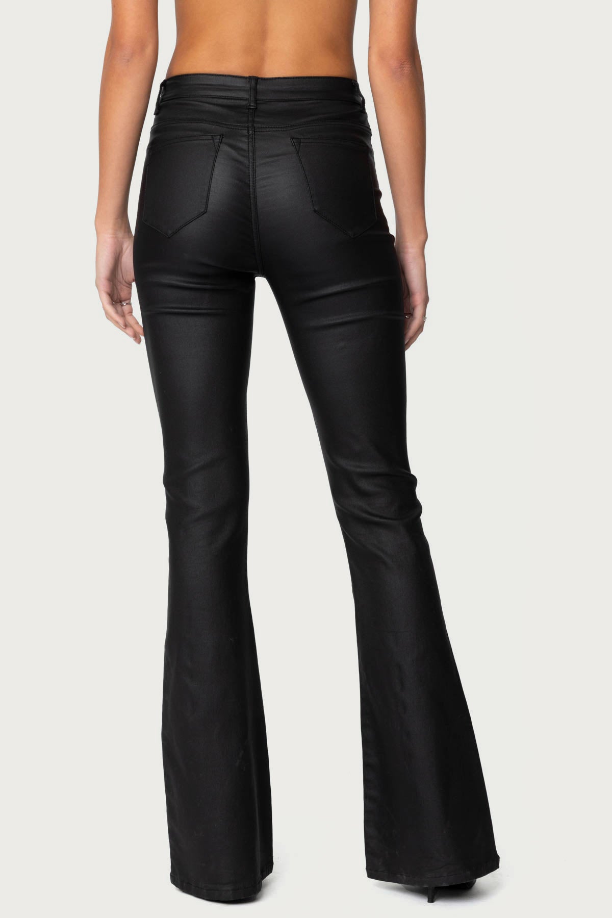 Luna Faux Leather Mid Rise Flared Jeans - Image 5