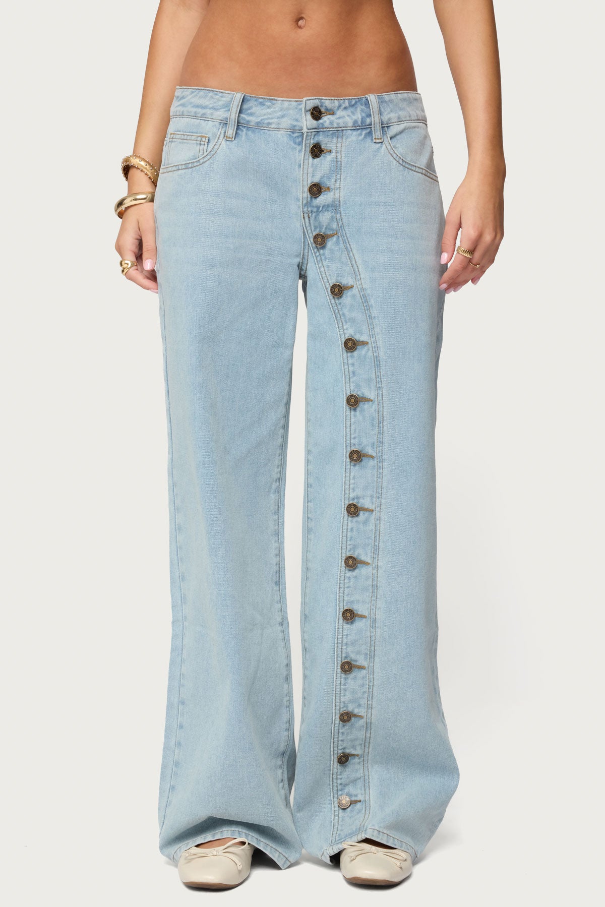Adison Button Low Rise Baggy Jeans - Image 3