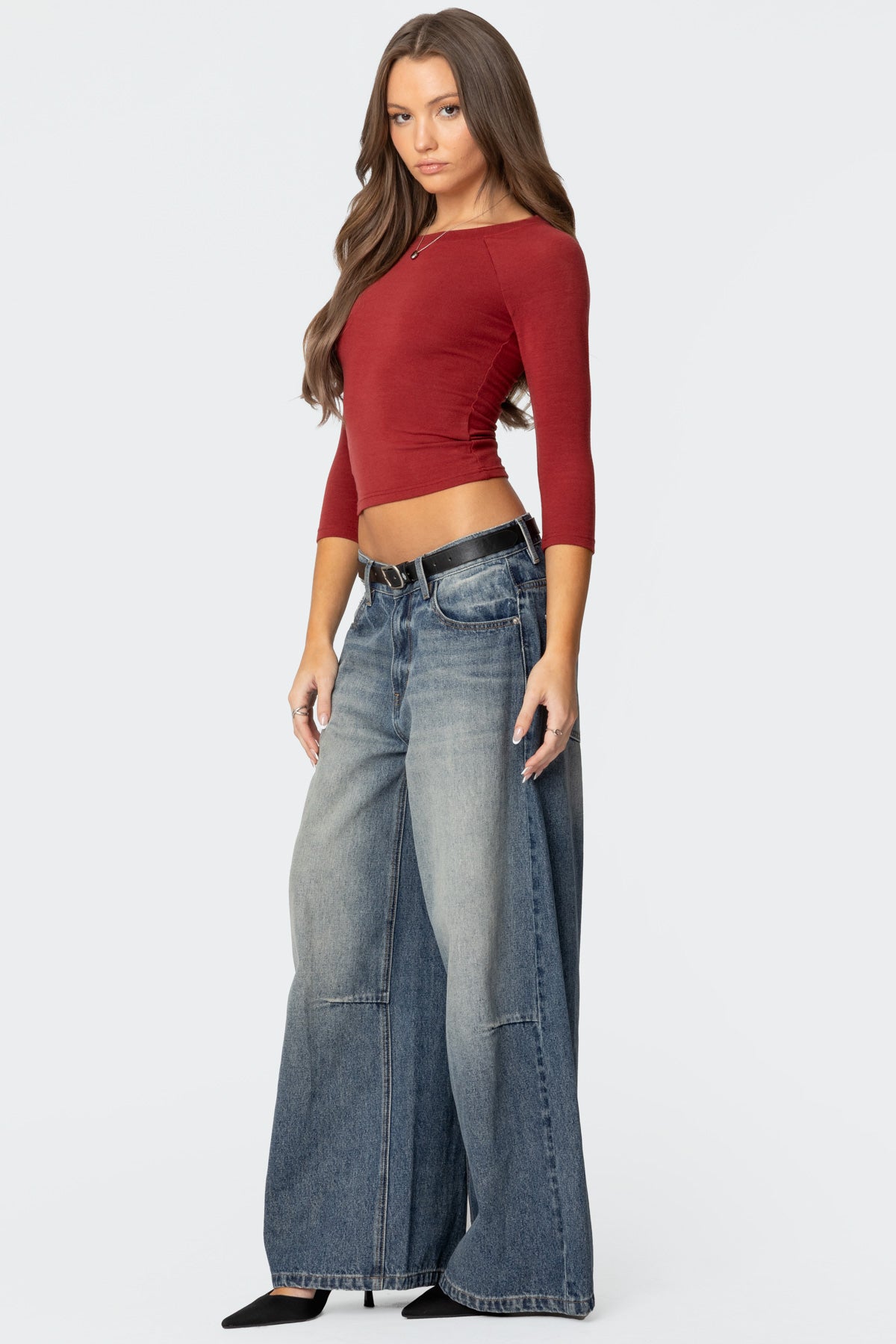 Mary Three-Quarter Sleeve Wide Neck Top - Image 3