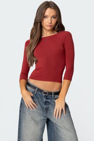 Mary Three-Quarter Sleeve Wide Neck Top