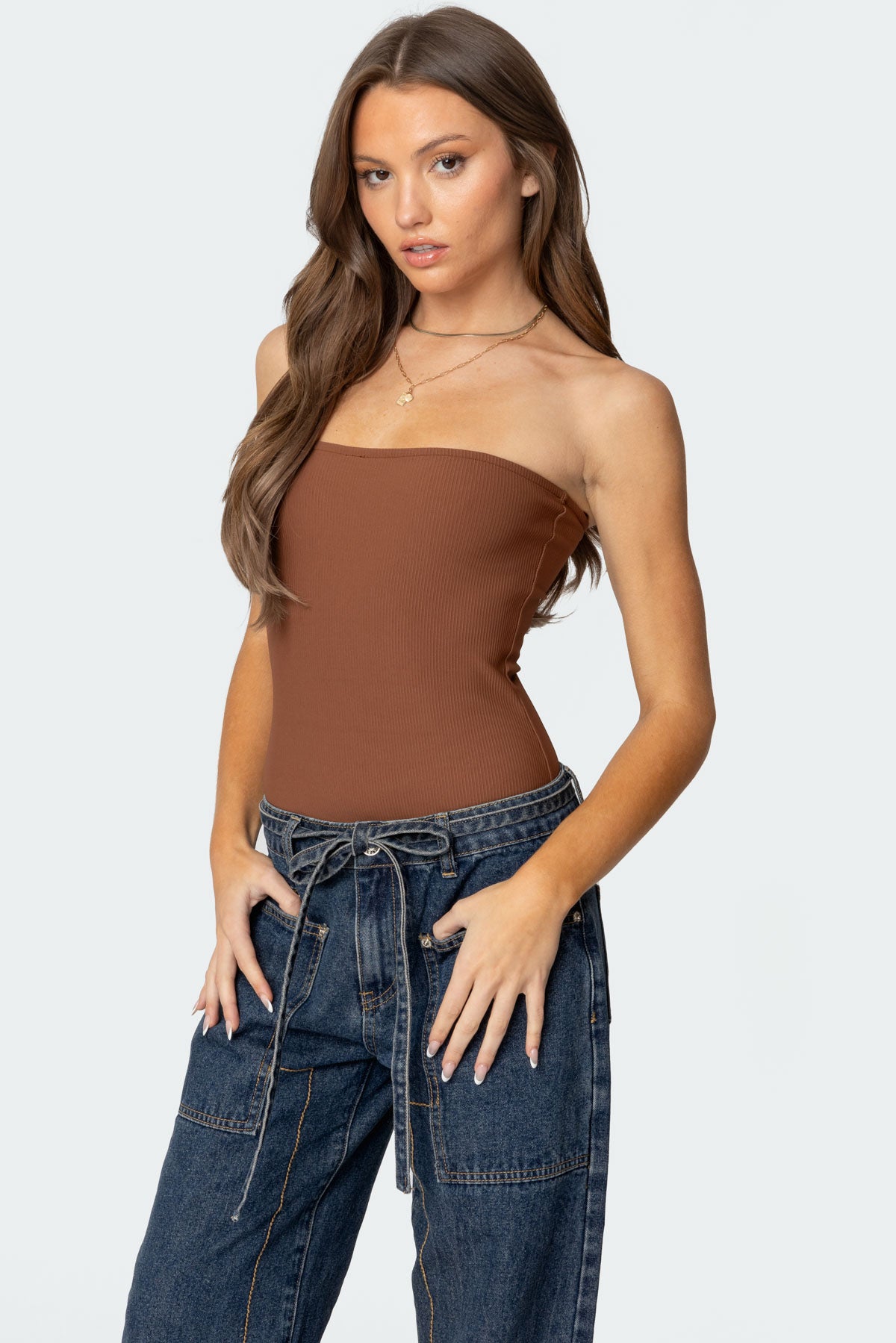 Loren Strapless Ribbed Bodysuit - Image 3