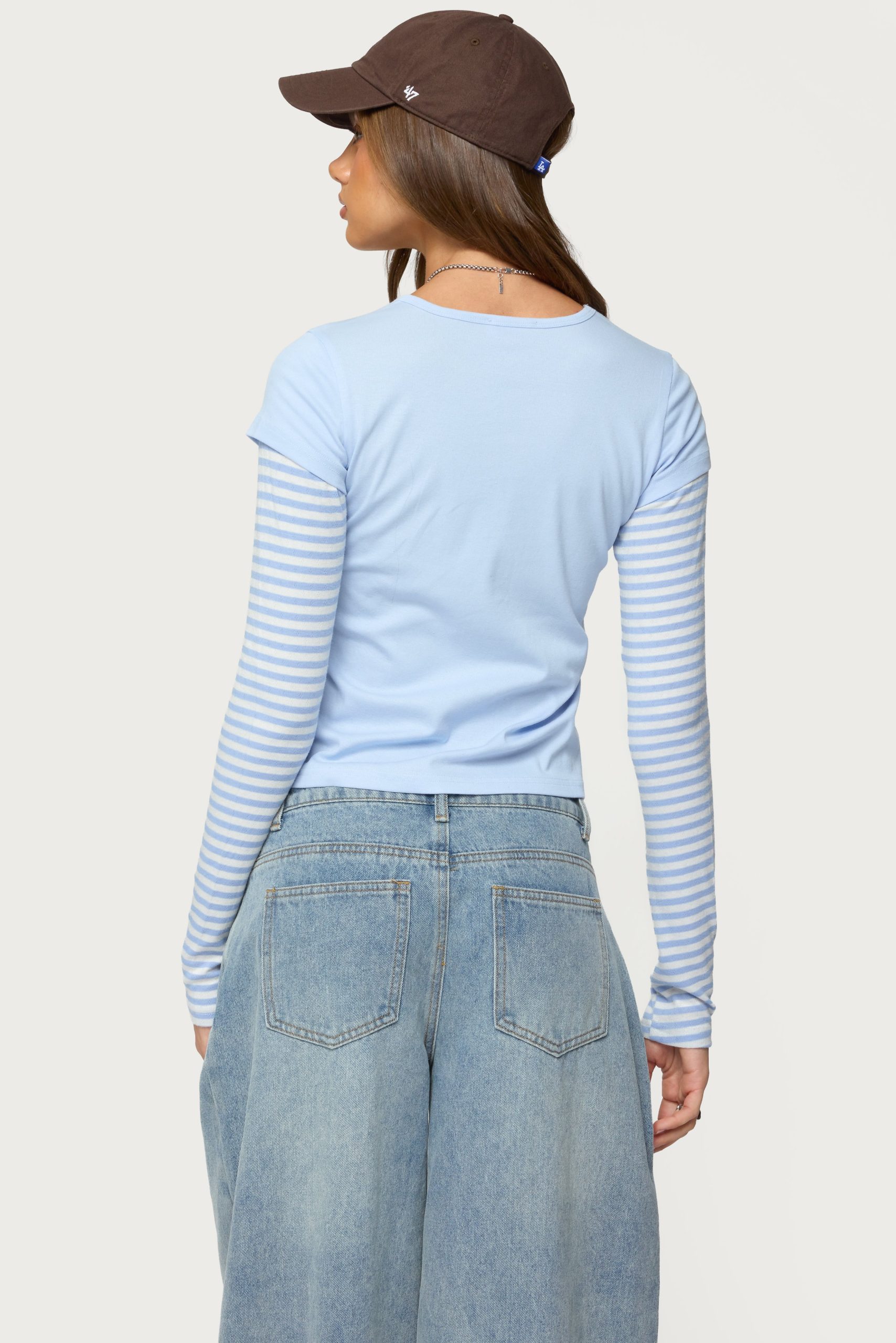 Stripey Layered Long Sleeve T Shirt - Image 5