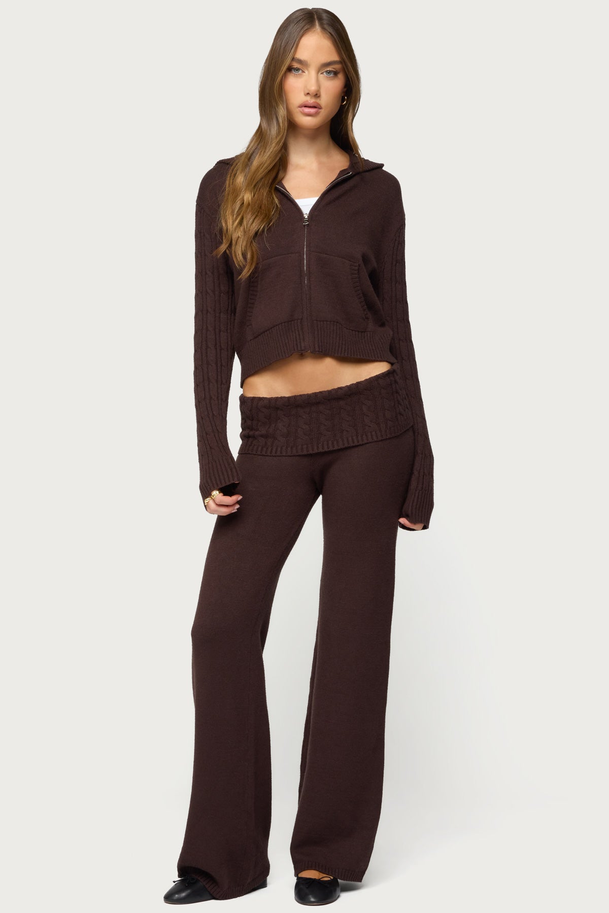 Lula Cable Knit Zip Up Hoodie - Image 5