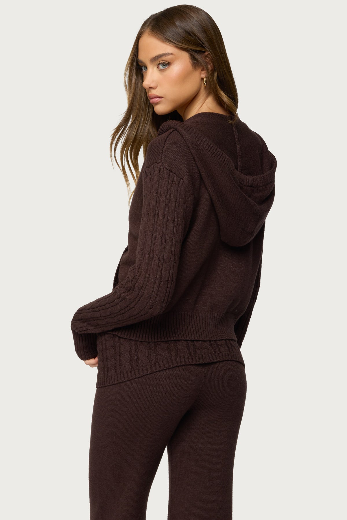 Lula Cable Knit Zip Up Hoodie - Image 4