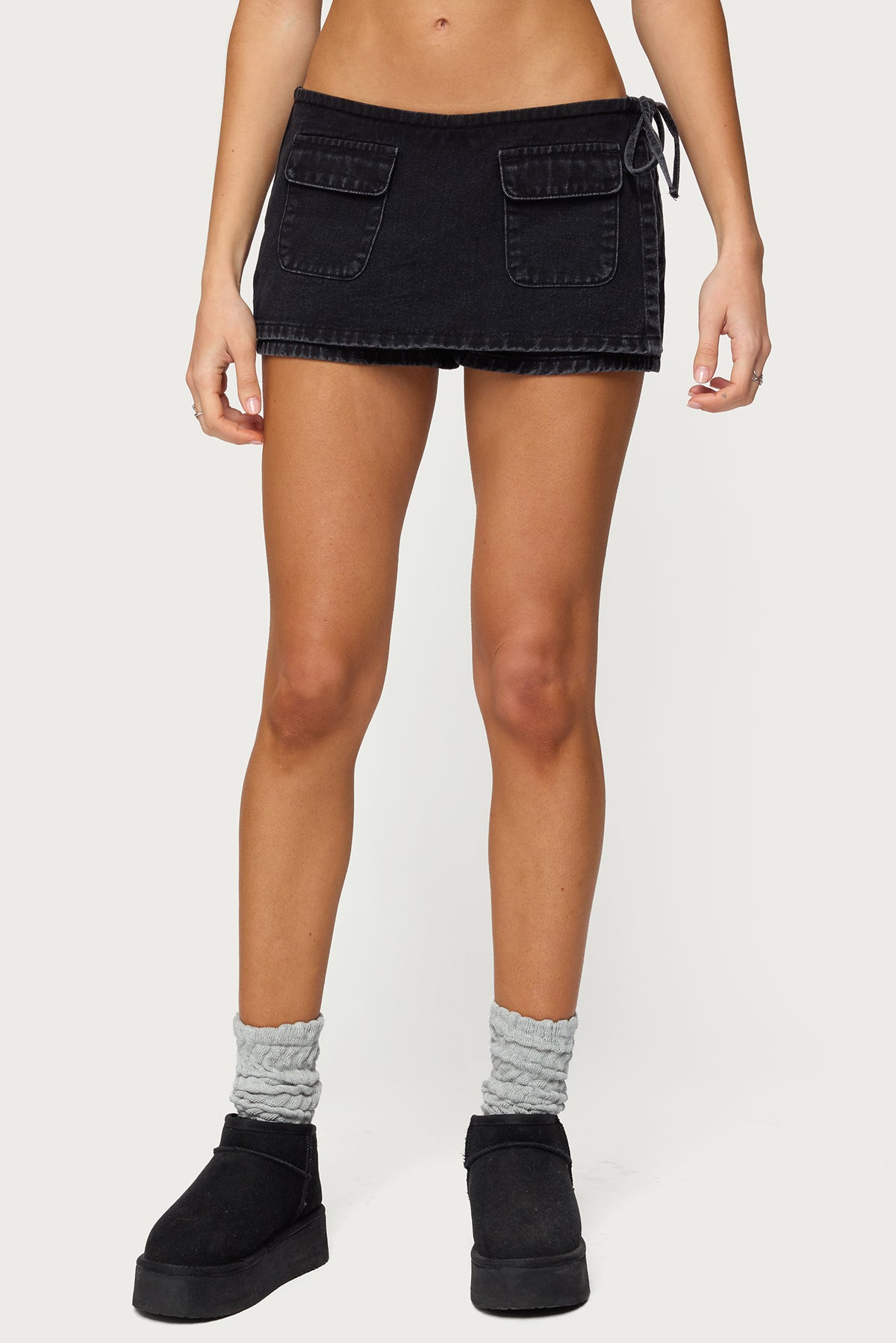 Giselle Wrap Denim Mini Skort - Image 2