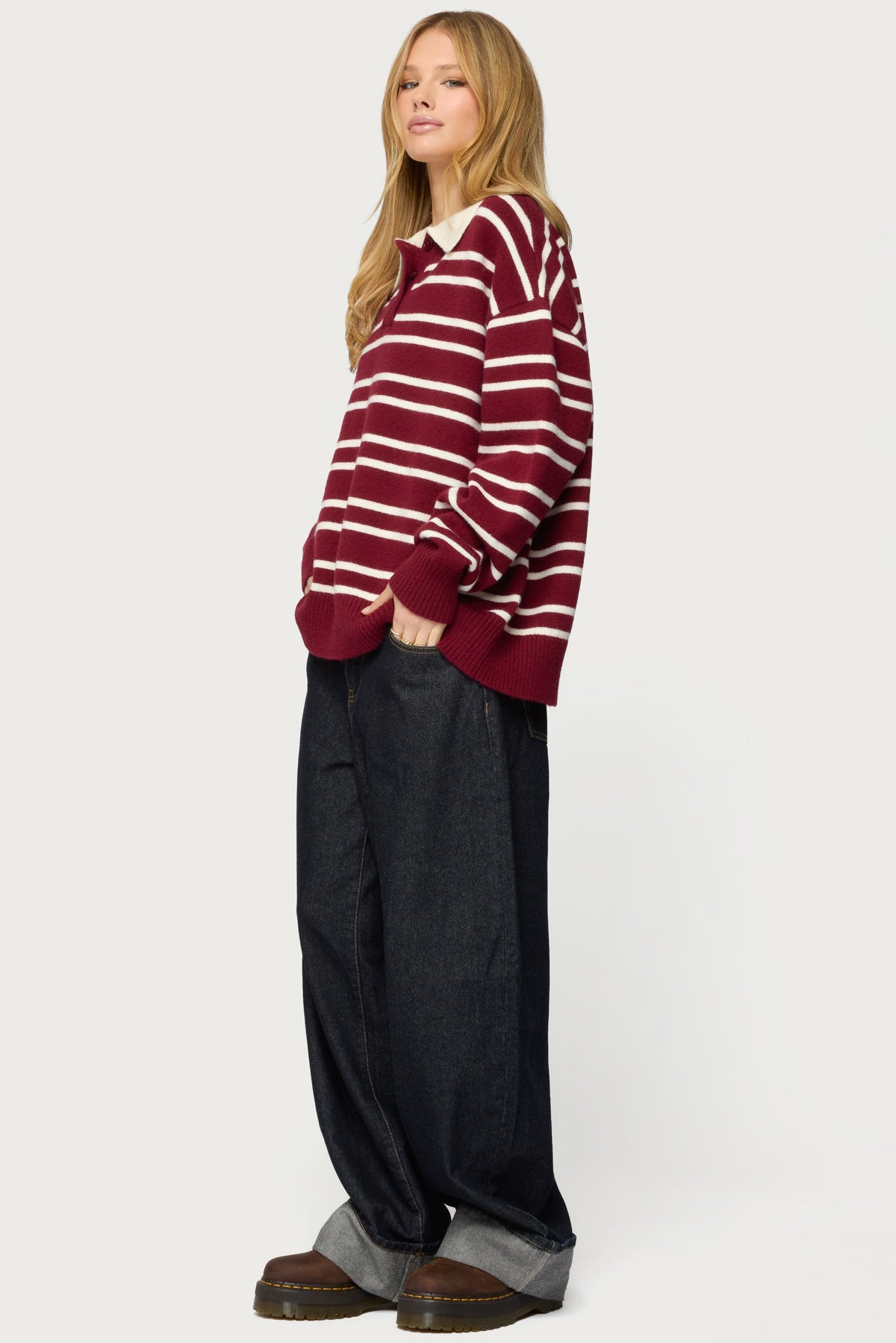 Rilynn Striped Polo Sweater - Image 5