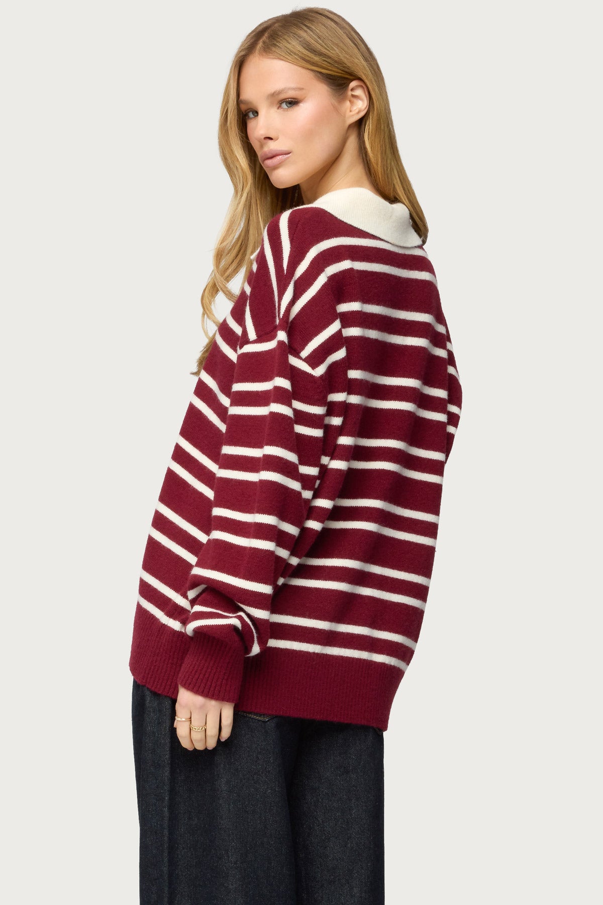 Rilynn Striped Polo Sweater - Image 6