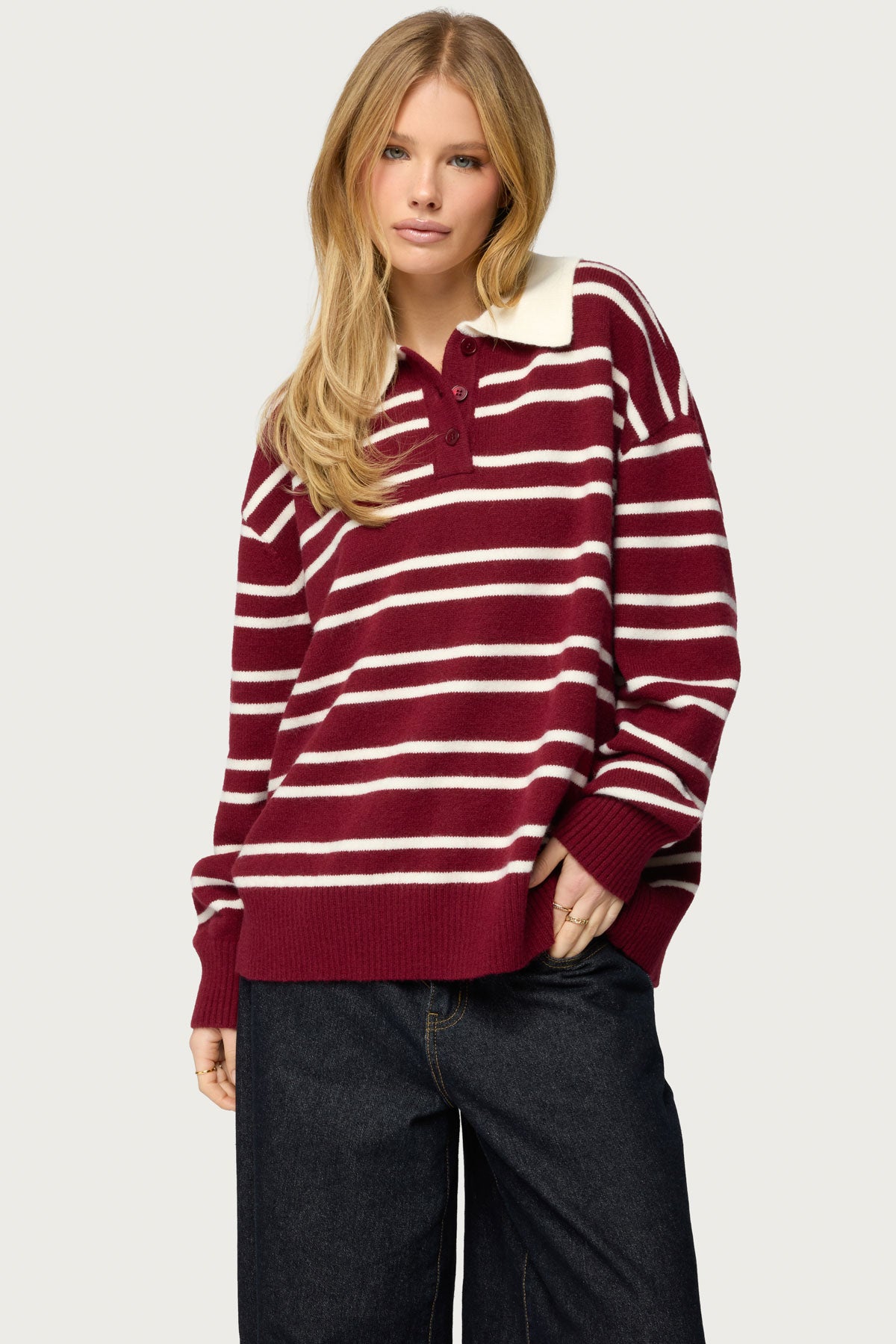 Rilynn Striped Polo Sweater - Image 2