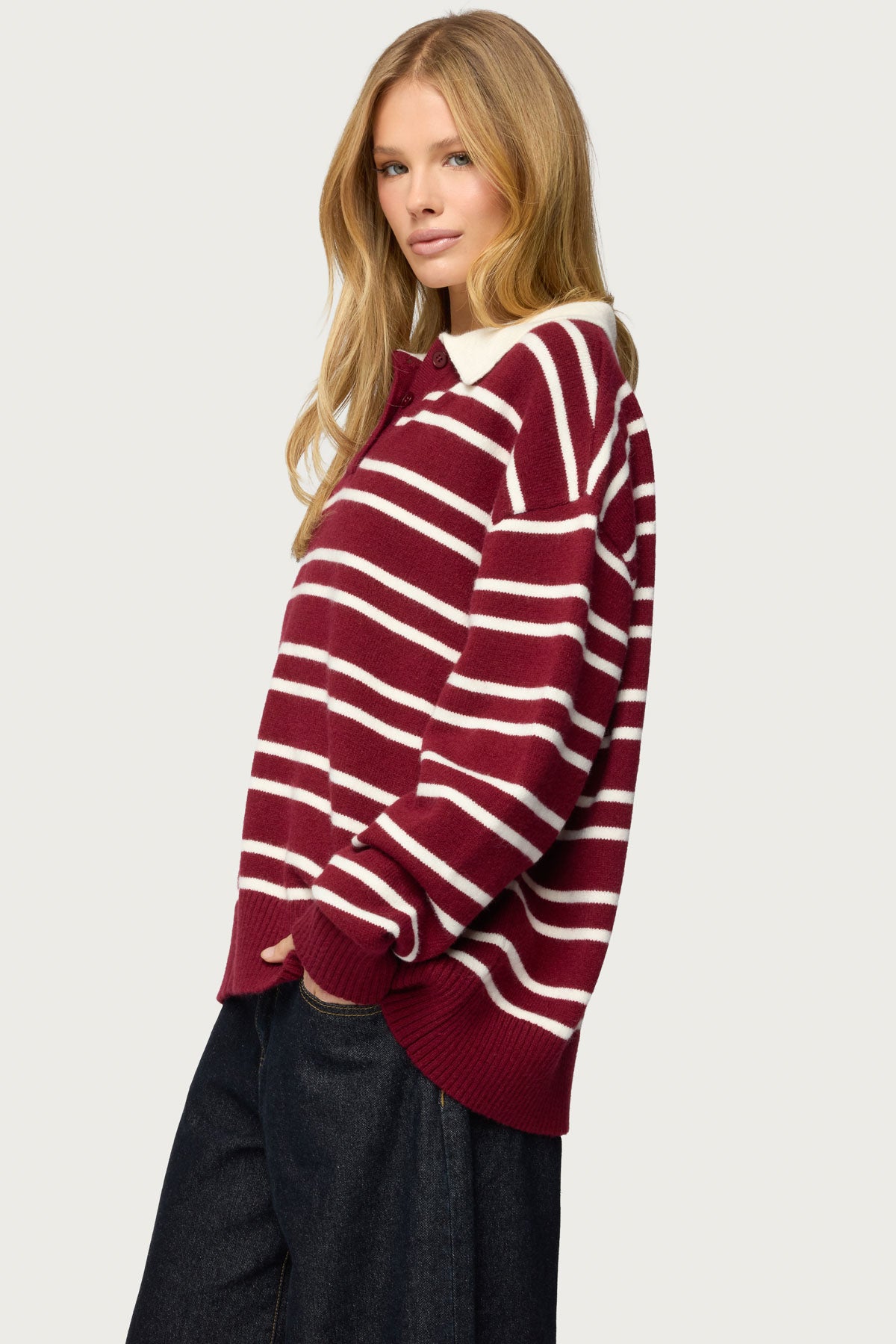 Rilynn Striped Polo Sweater - Image 4