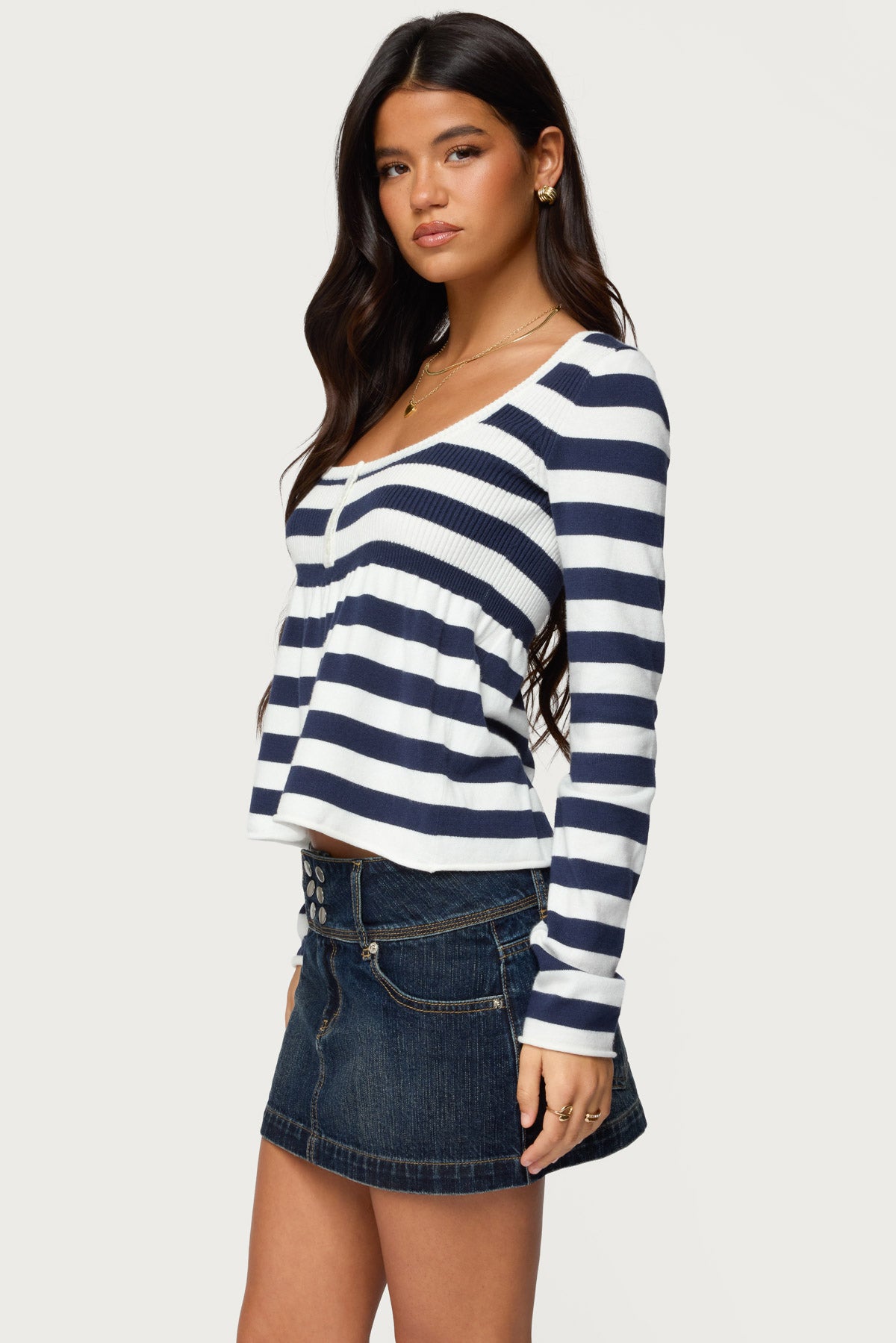 Lockie Striped Knit Babydoll Top - Image 4