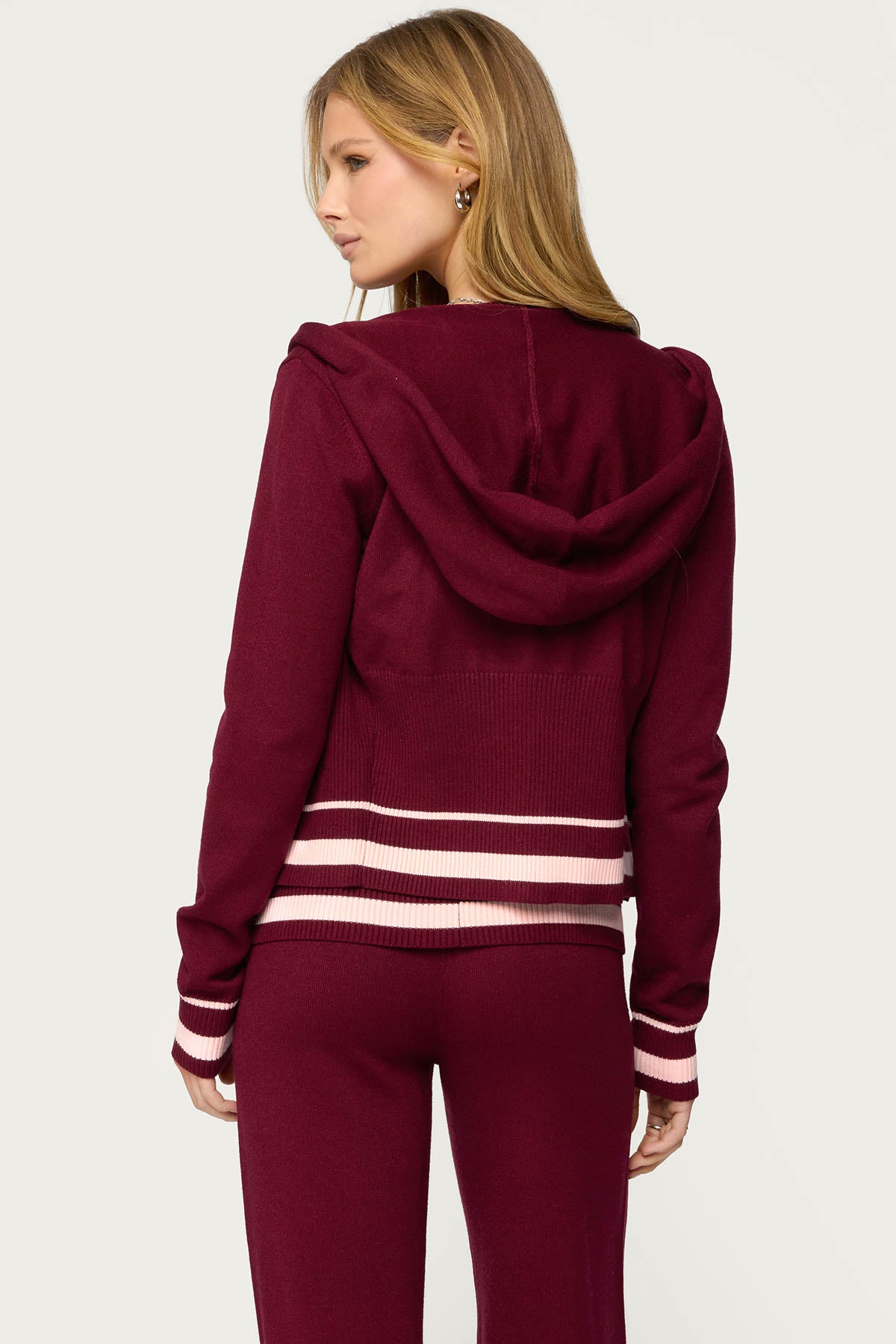 Kaliya Stripey Knit Zip Up Hoodie - Image 5