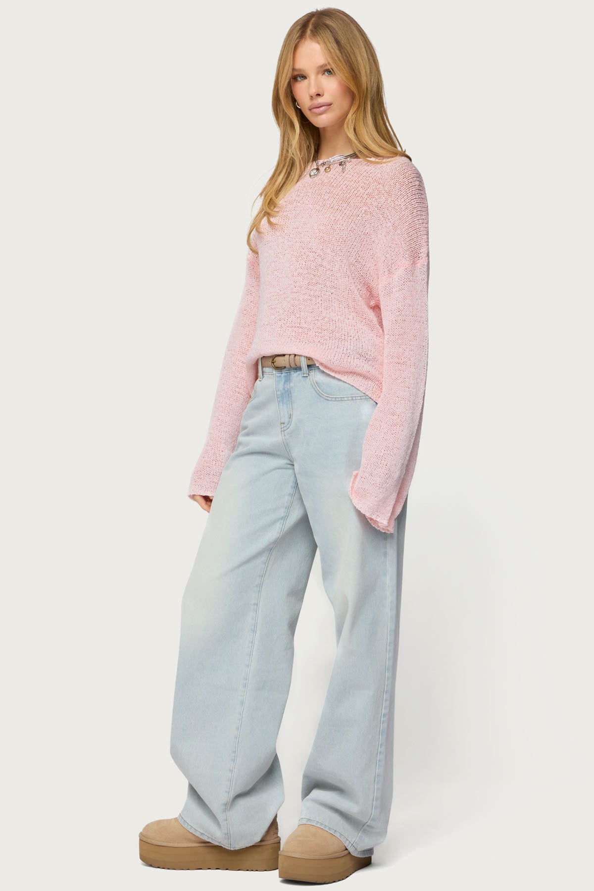 Drop Shoulder Light Knit Sweater - Image 4