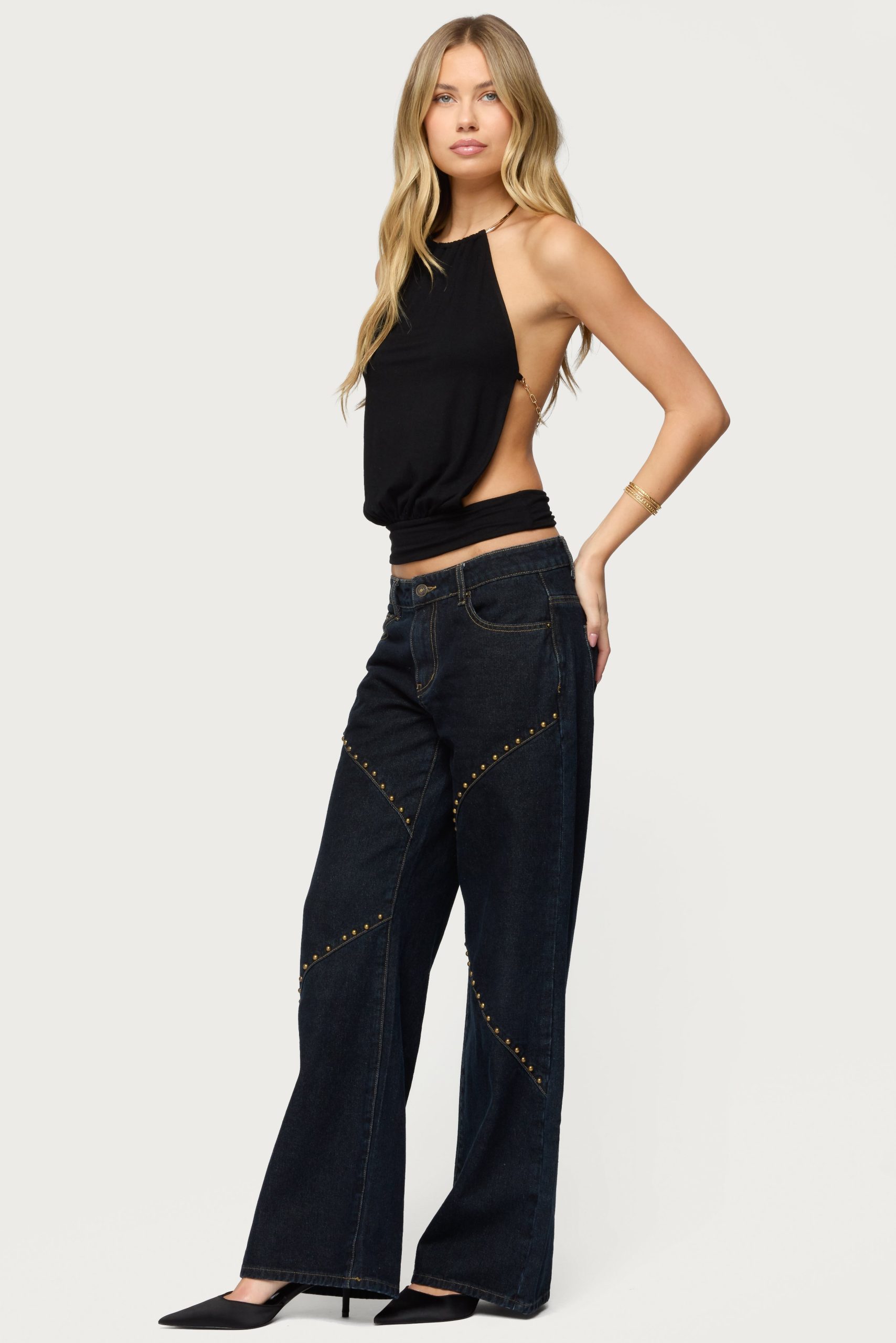 Charla Stud Low Rise Baggy Jeans - Image 3