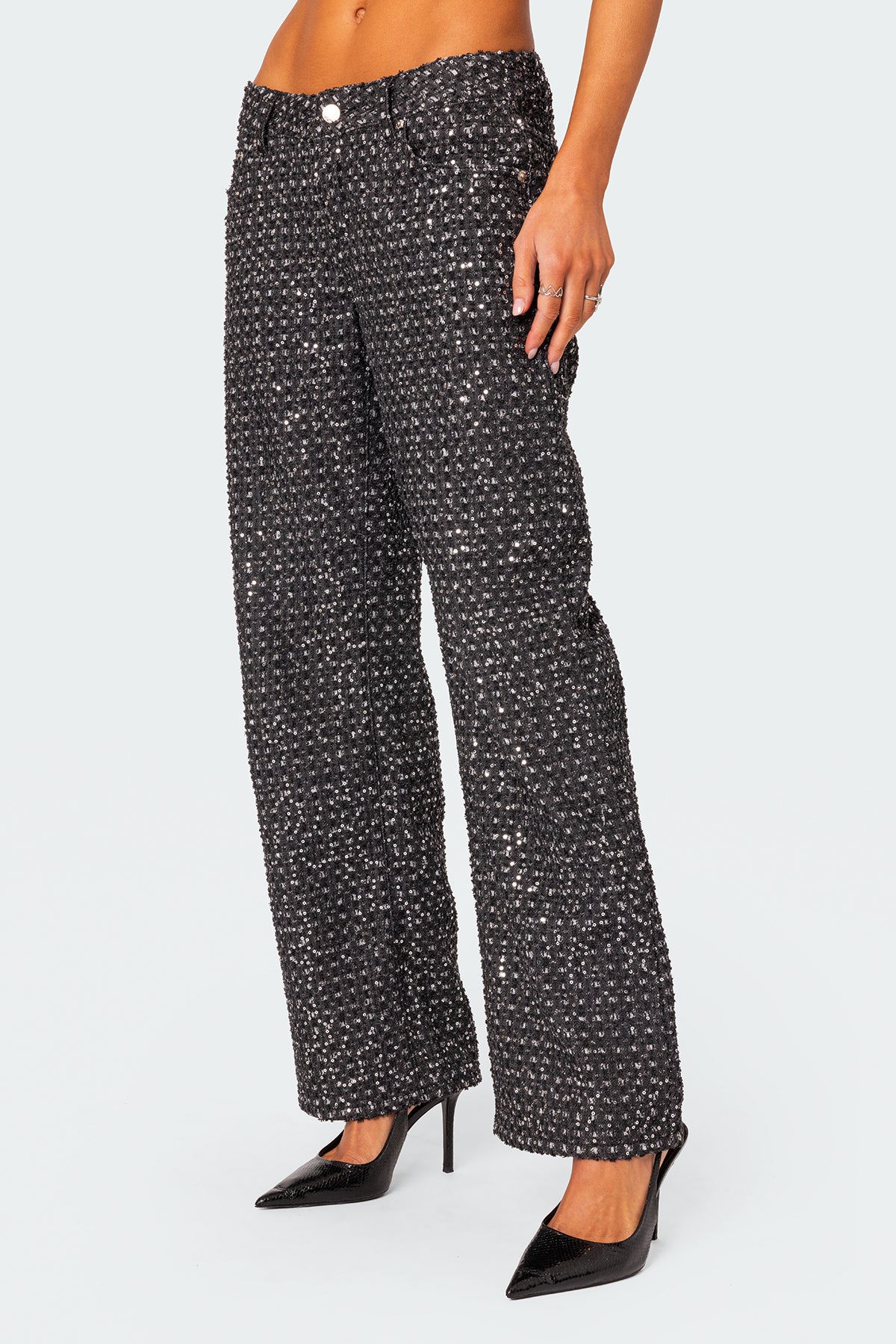Nyah Sequin Low Rise Wide Leg Jeans - Image 3