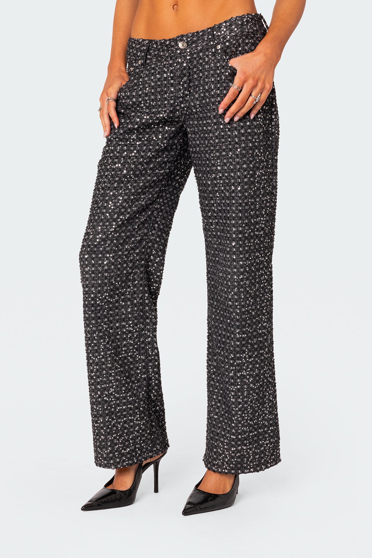 Nyah Sequin Low Rise Wide Leg Jeans - Image 2