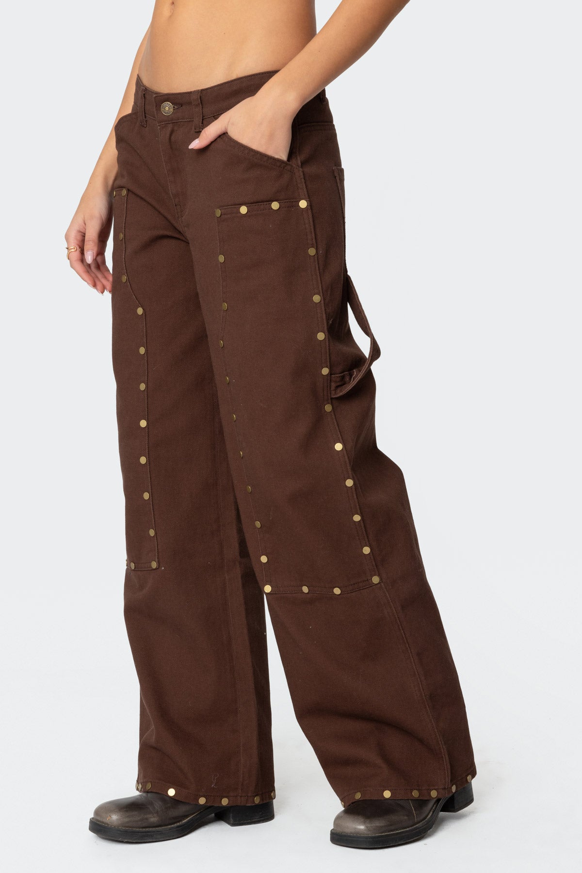 Studded Low Rise Baggy Carpenter Jeans - Image 4