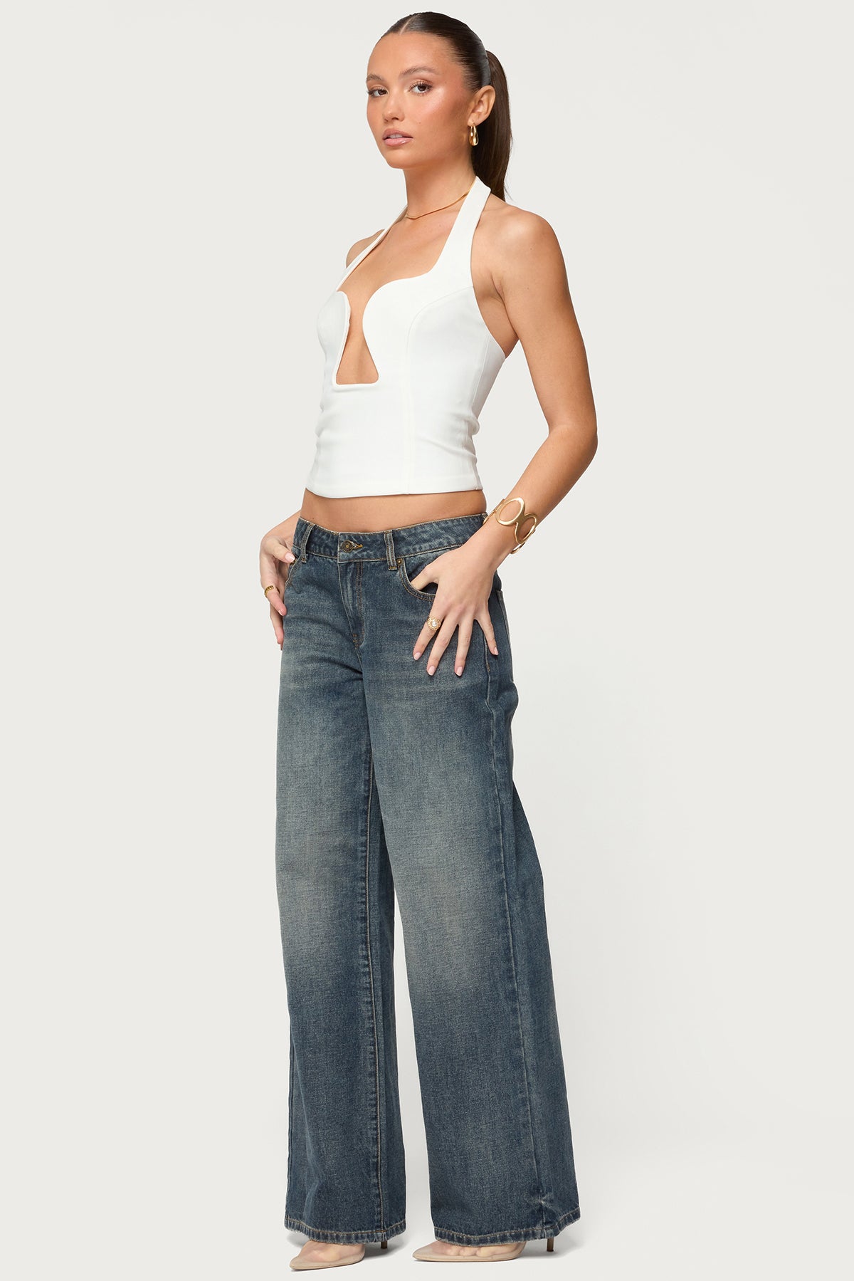 Stassy Abstract Cutout Halter Top - Image 4