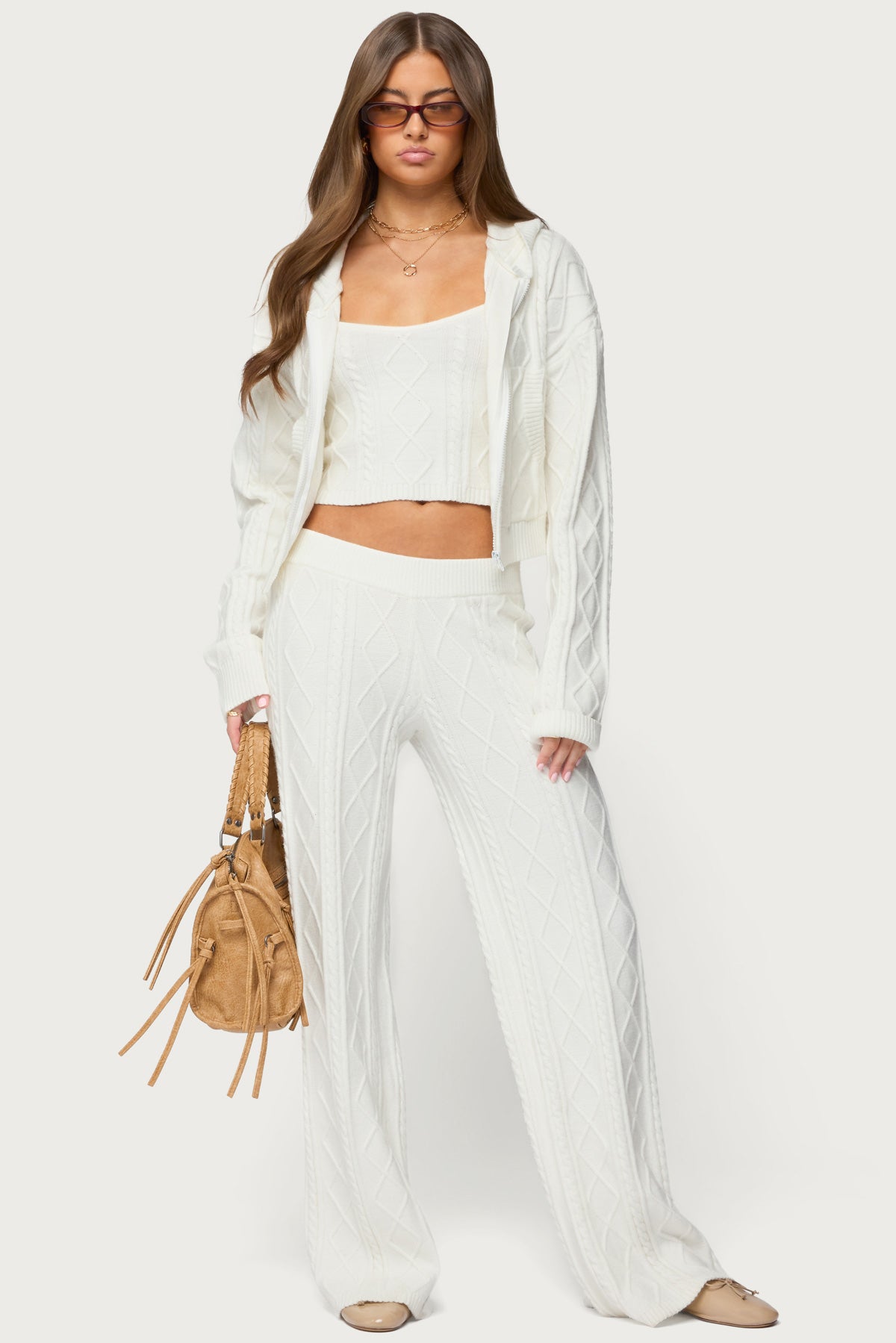 Louise Cable Knit Hooded Cardigan - Image 2
