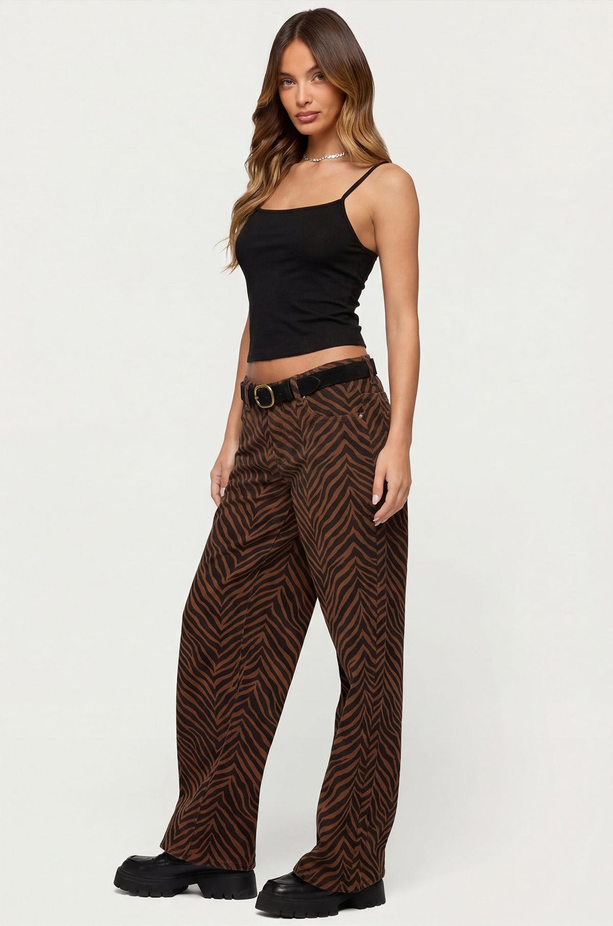 Zebra Print Low Rise Baggy Jeans - Image 3