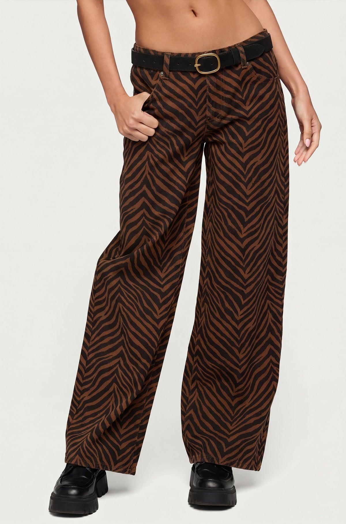 Zebra Print Low Rise Baggy Jeans - Image 2