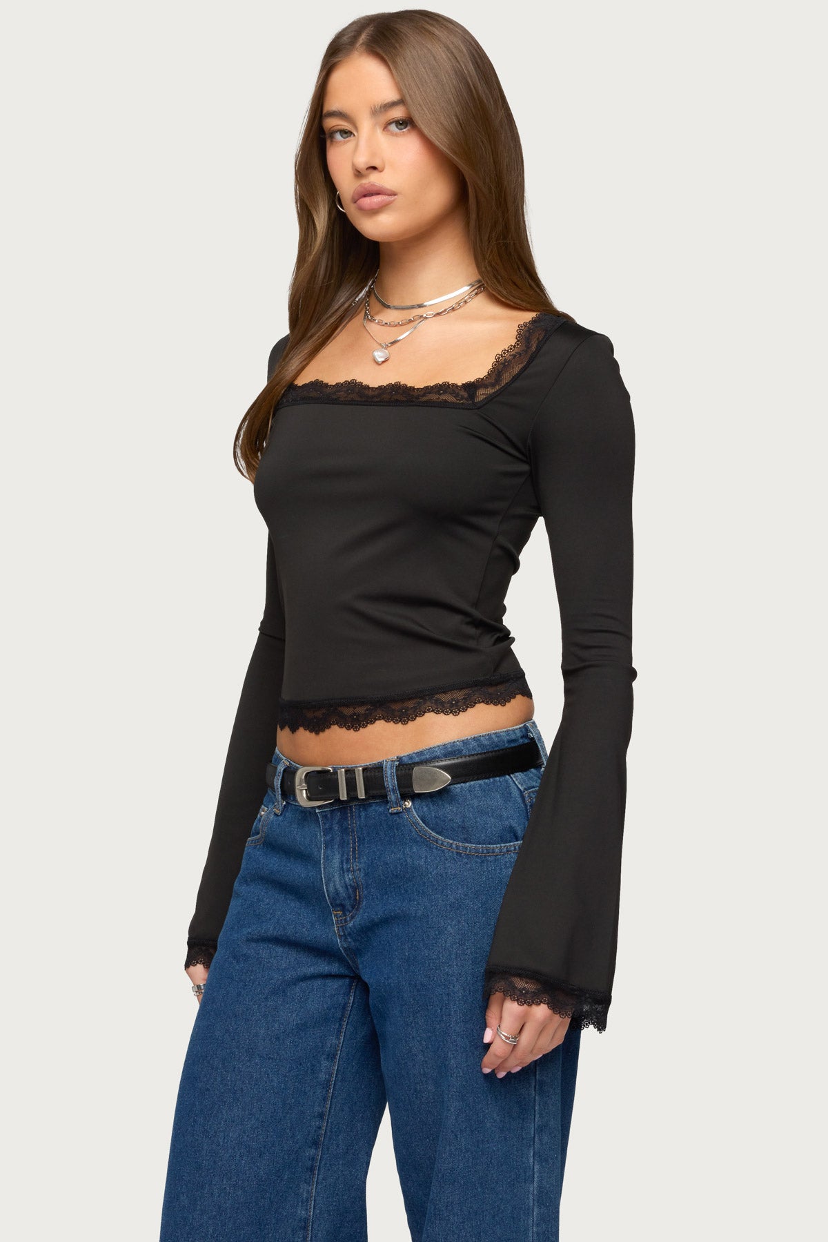 Kailin Lacey Flared Sleeve Top - Image 3