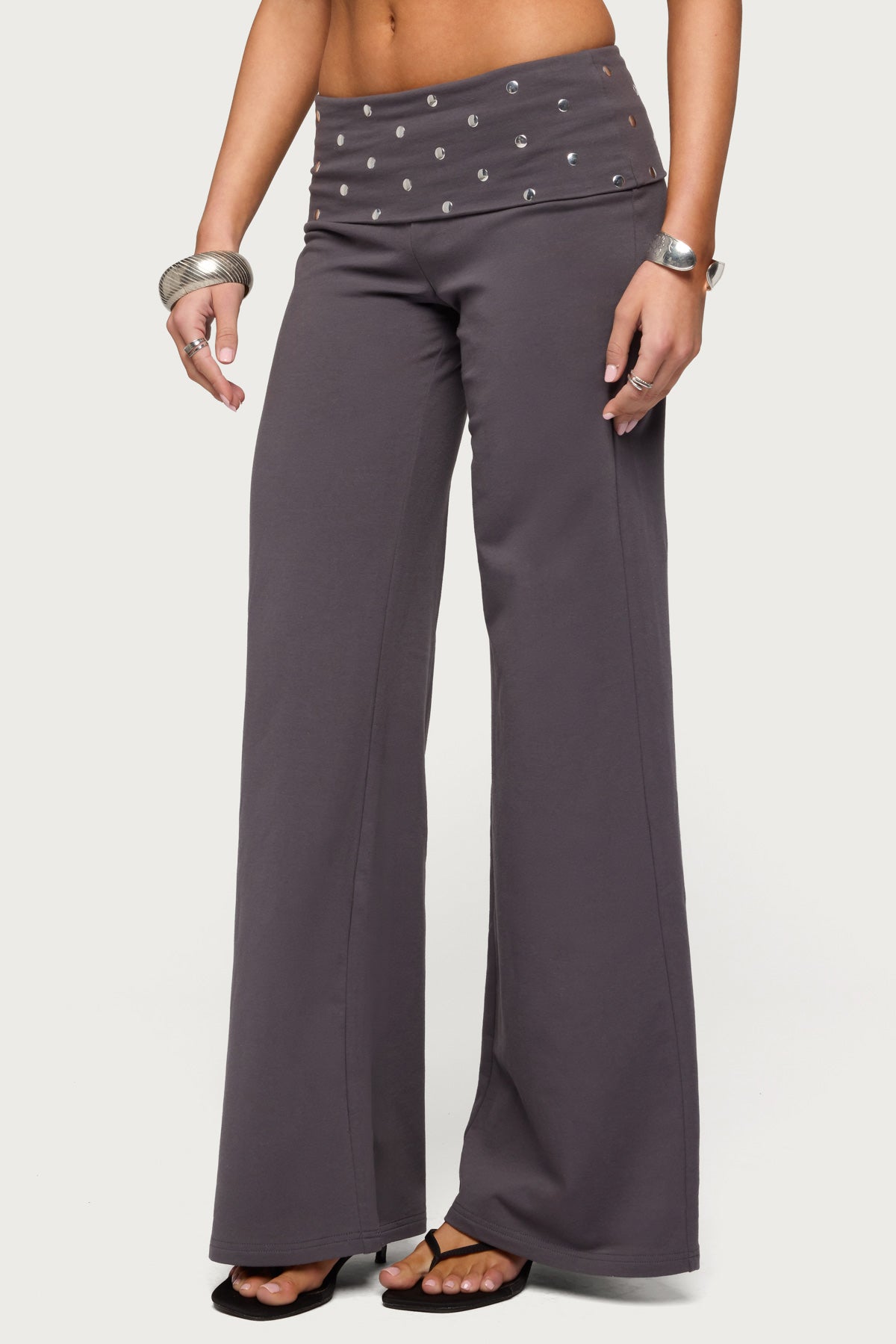 Breanna Studded Foldover Wide Leg Pants - Image 3