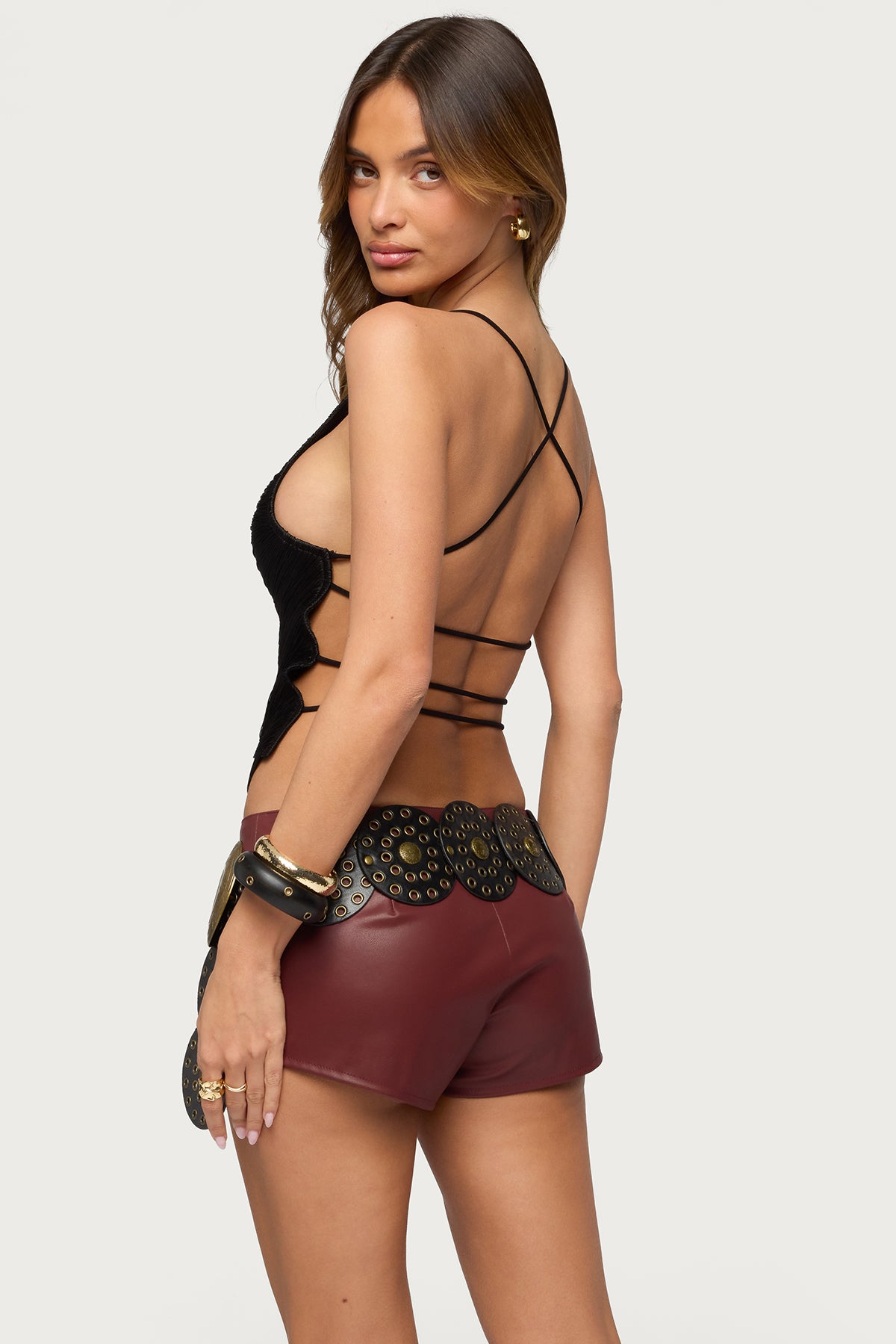Kalana Crisscross Backless Fringed Top - Image 5