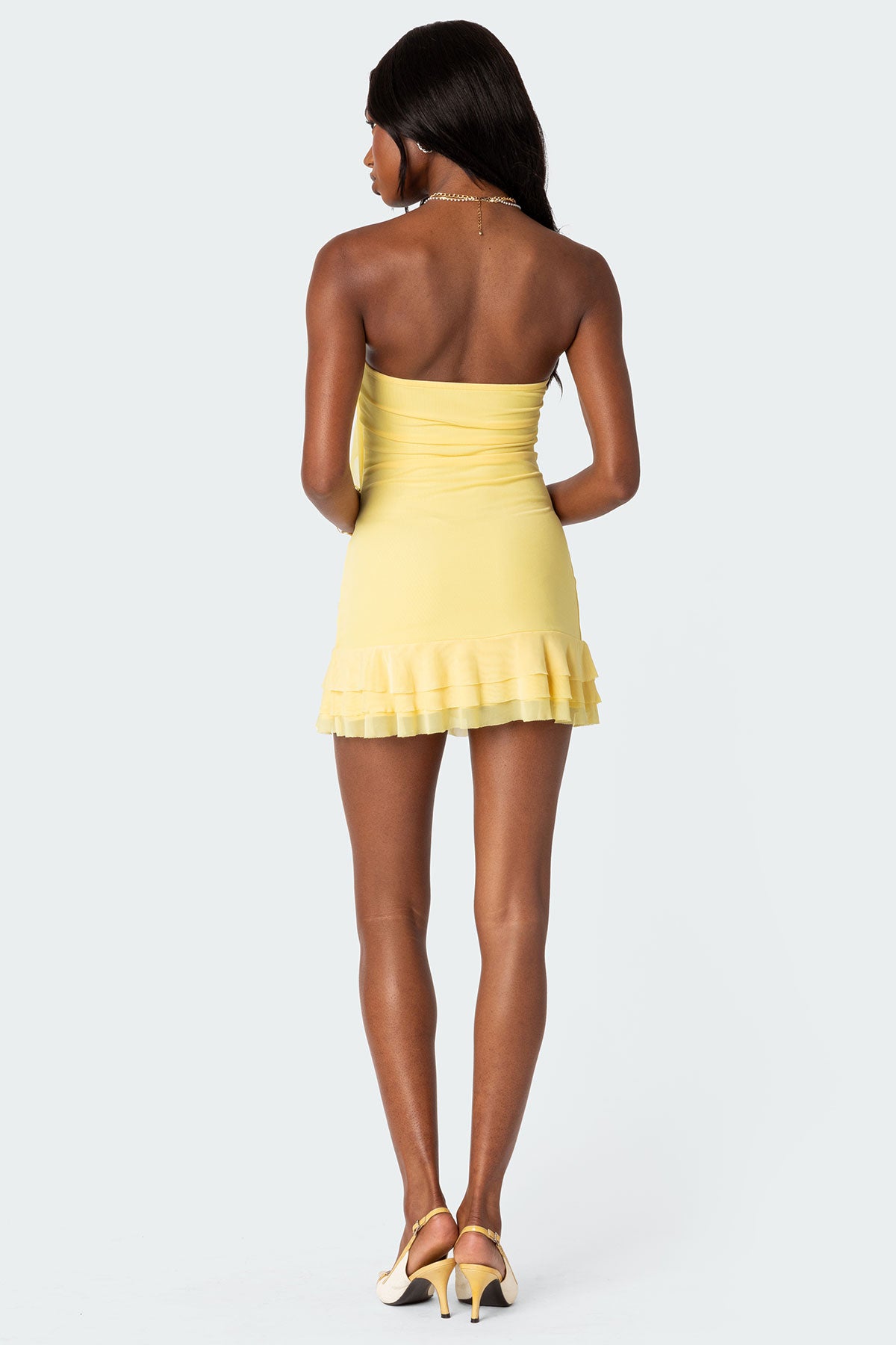 Thalia Flower Pin Ruffle Mini Dress - Image 3