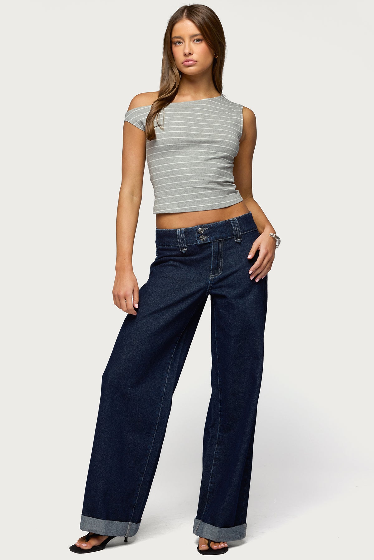 Cuffed Low Rise Straight Leg Jeans - Image 5