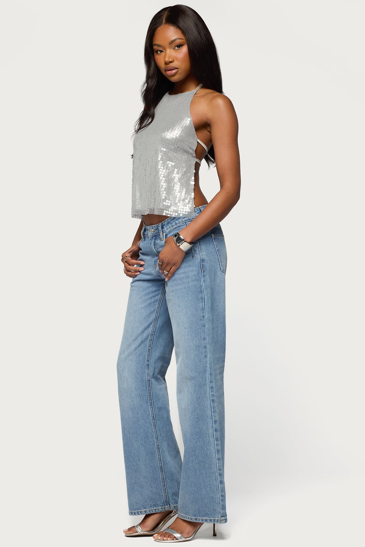 Itara Sequin Backless Halter Top - Image 4