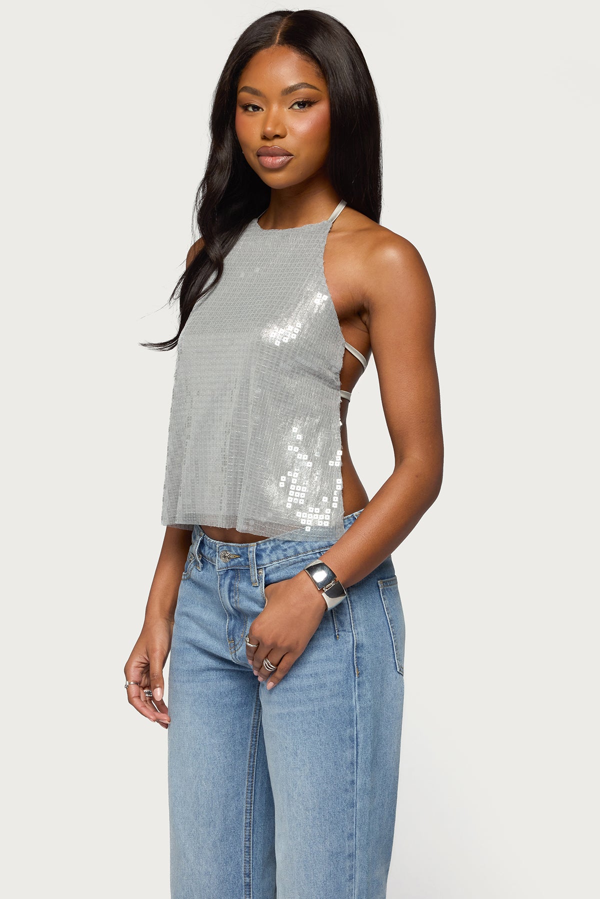 Itara Sequin Backless Halter Top - Image 3