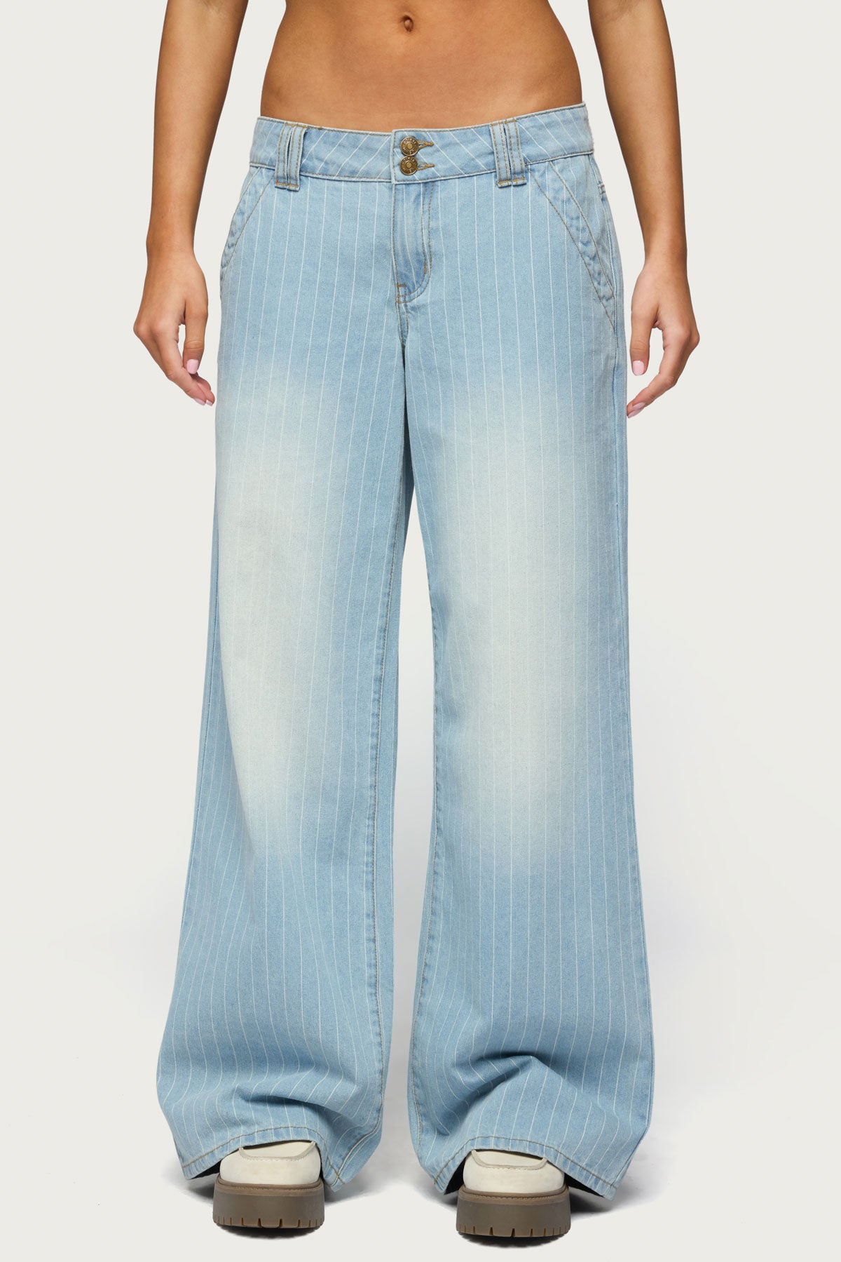 Cory Striped Low Rise Baggy Jeans - Image 2
