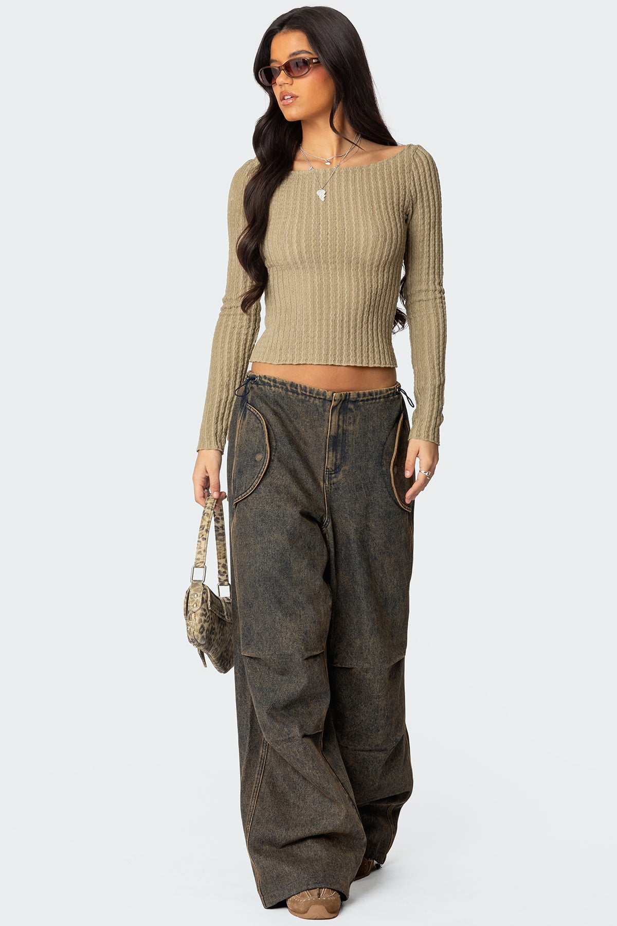 Textured Sheer Boat Neck Top - Image 2