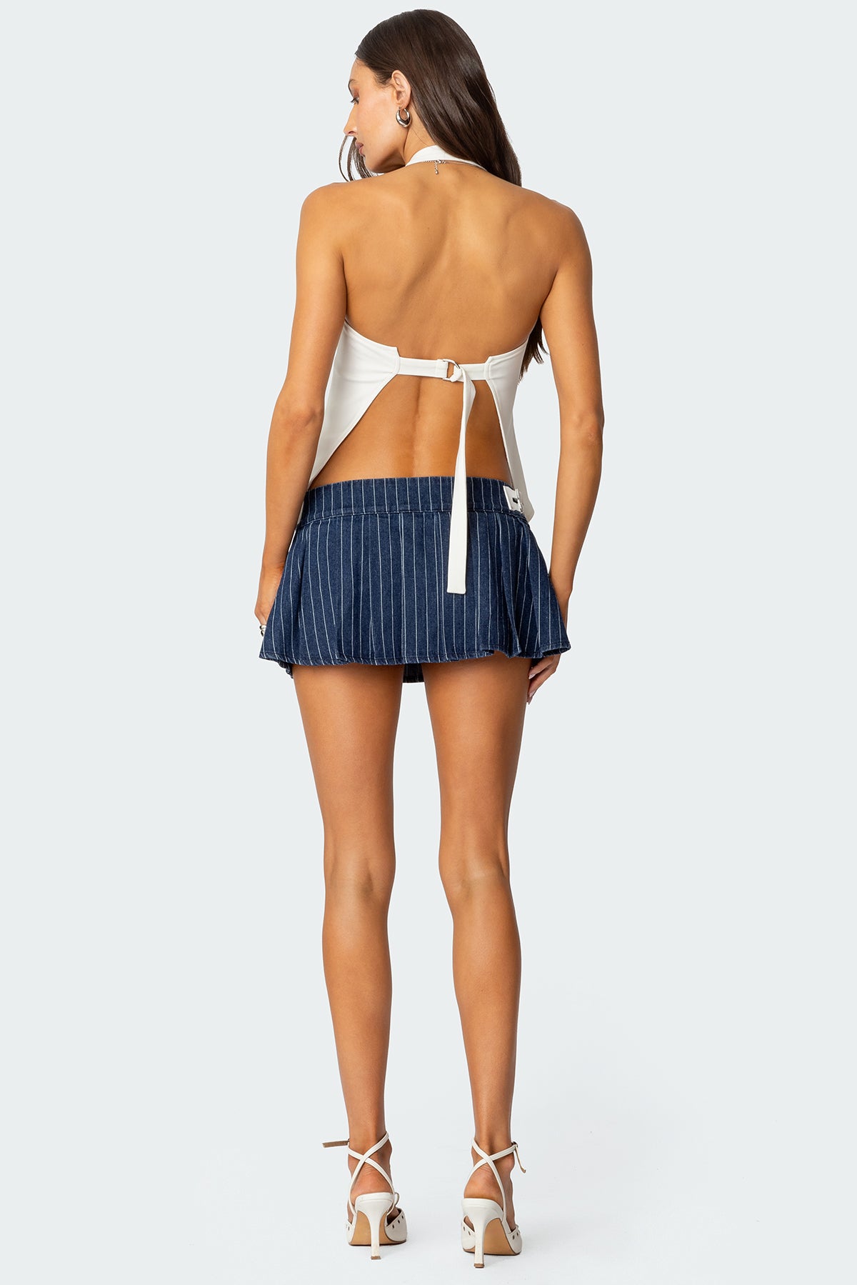 Daryn Pinstripe Pleated Mini Skort - Image 4