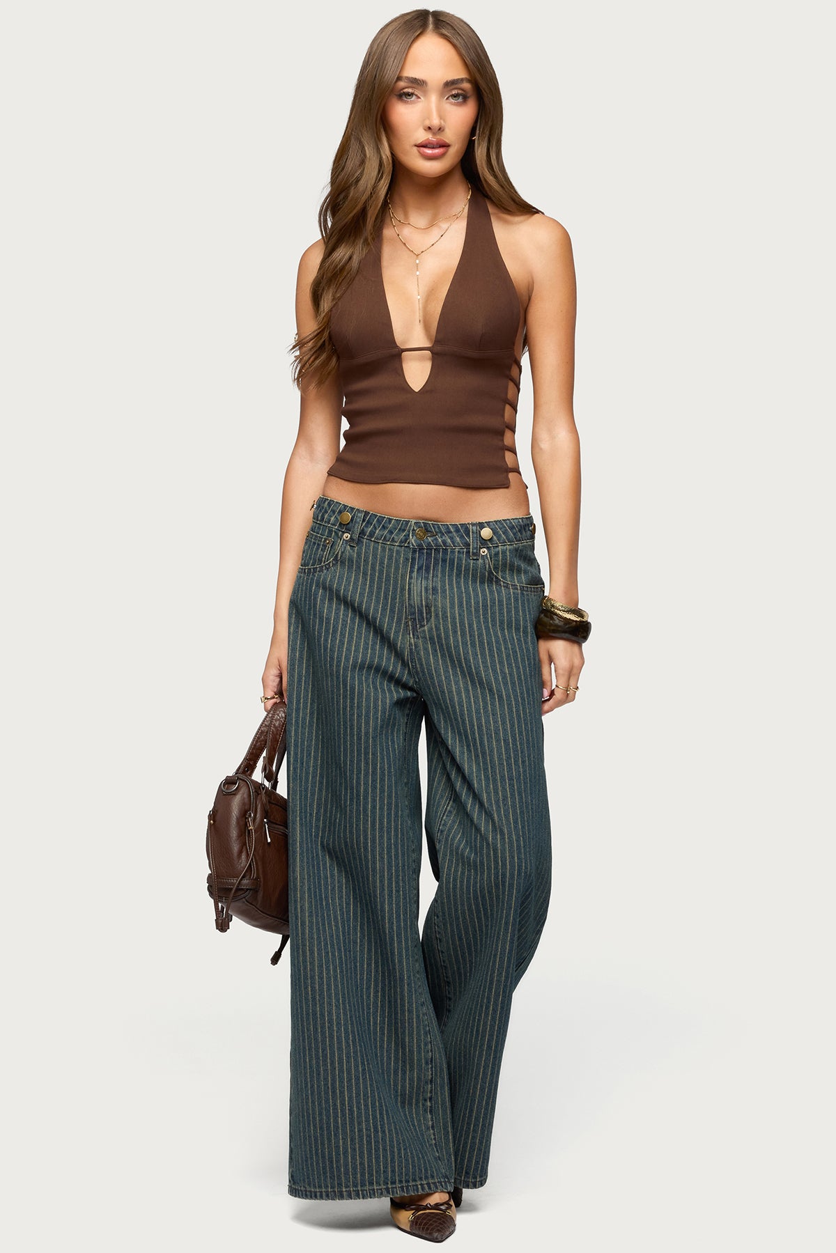 Aneera Cutout Plunging Halter Top - Image 2