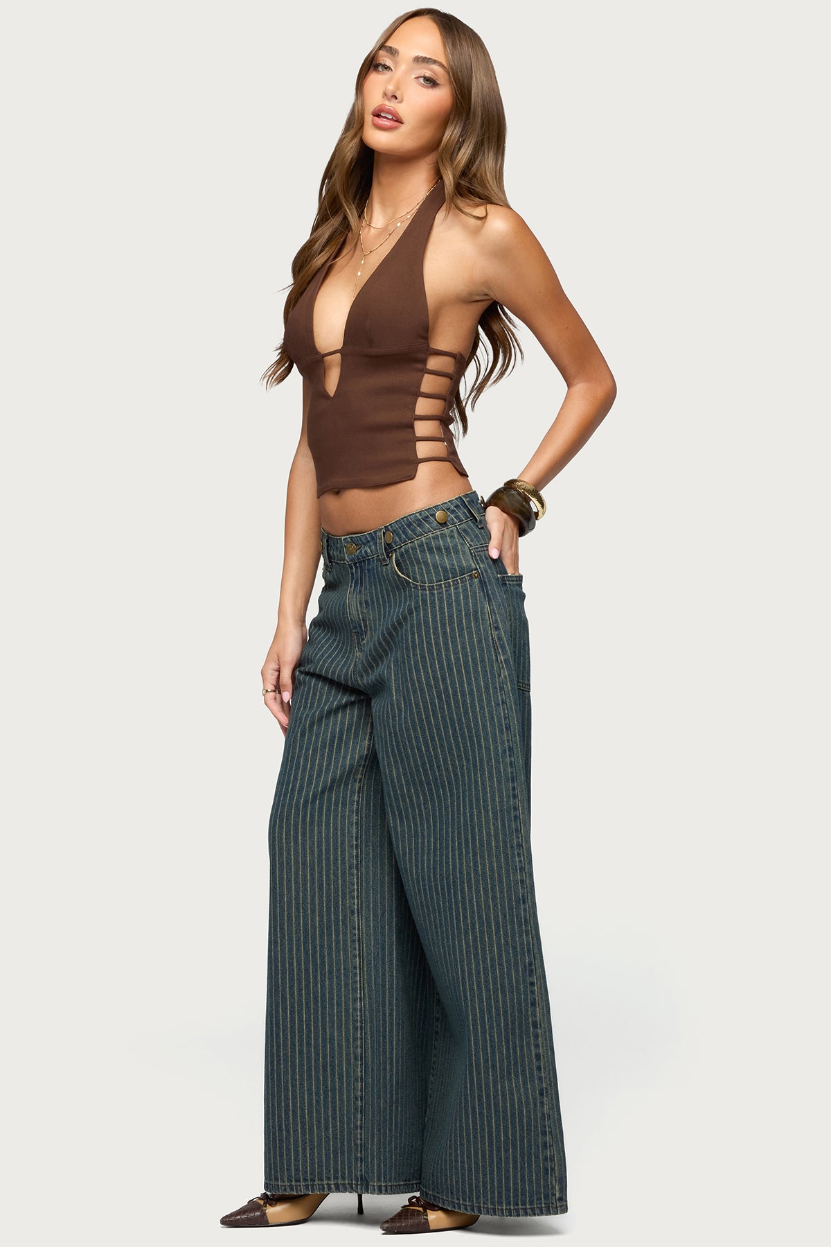 Aneera Cutout Plunging Halter Top - Image 4