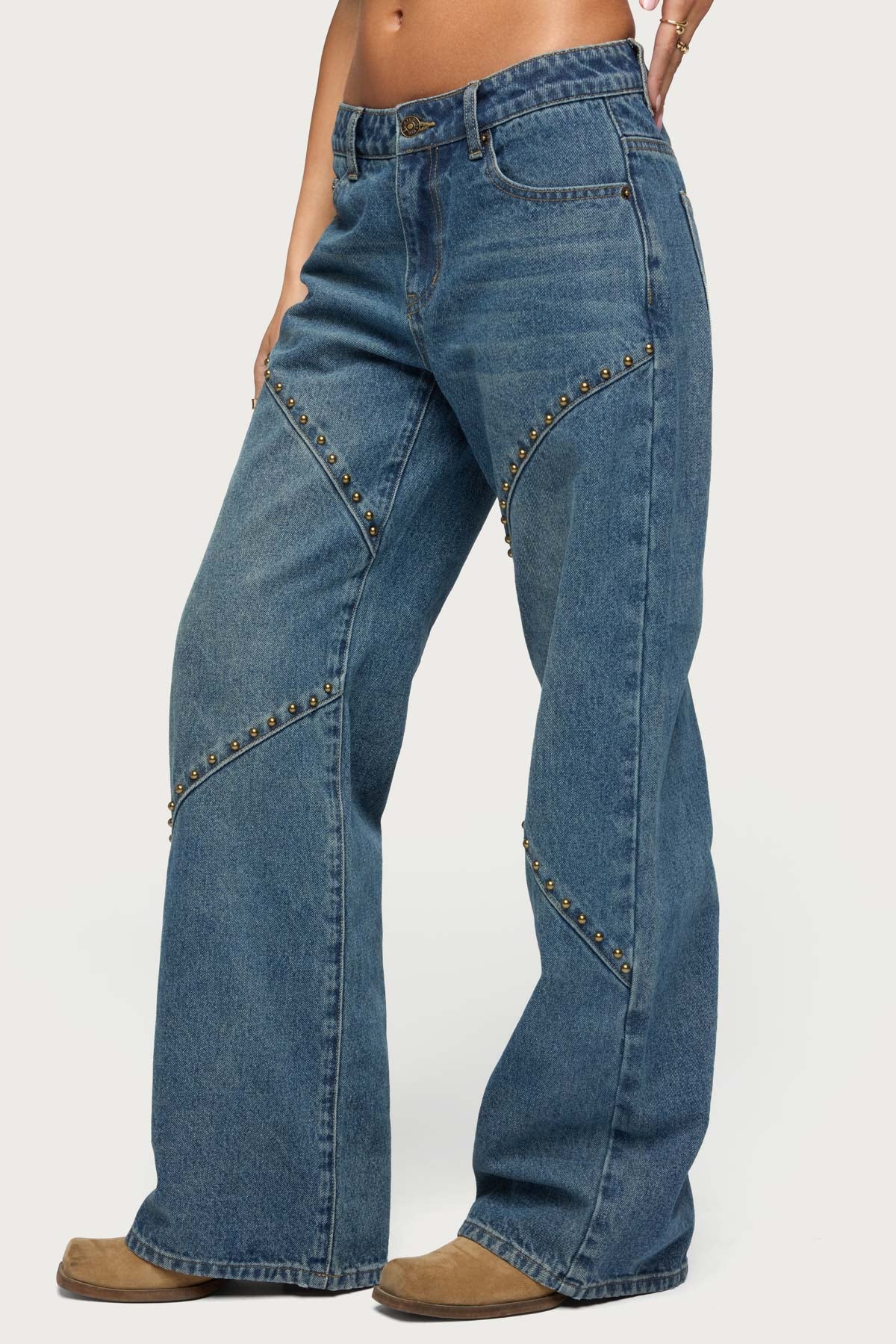Charla Stud Low Rise Baggy Jeans - Image 4