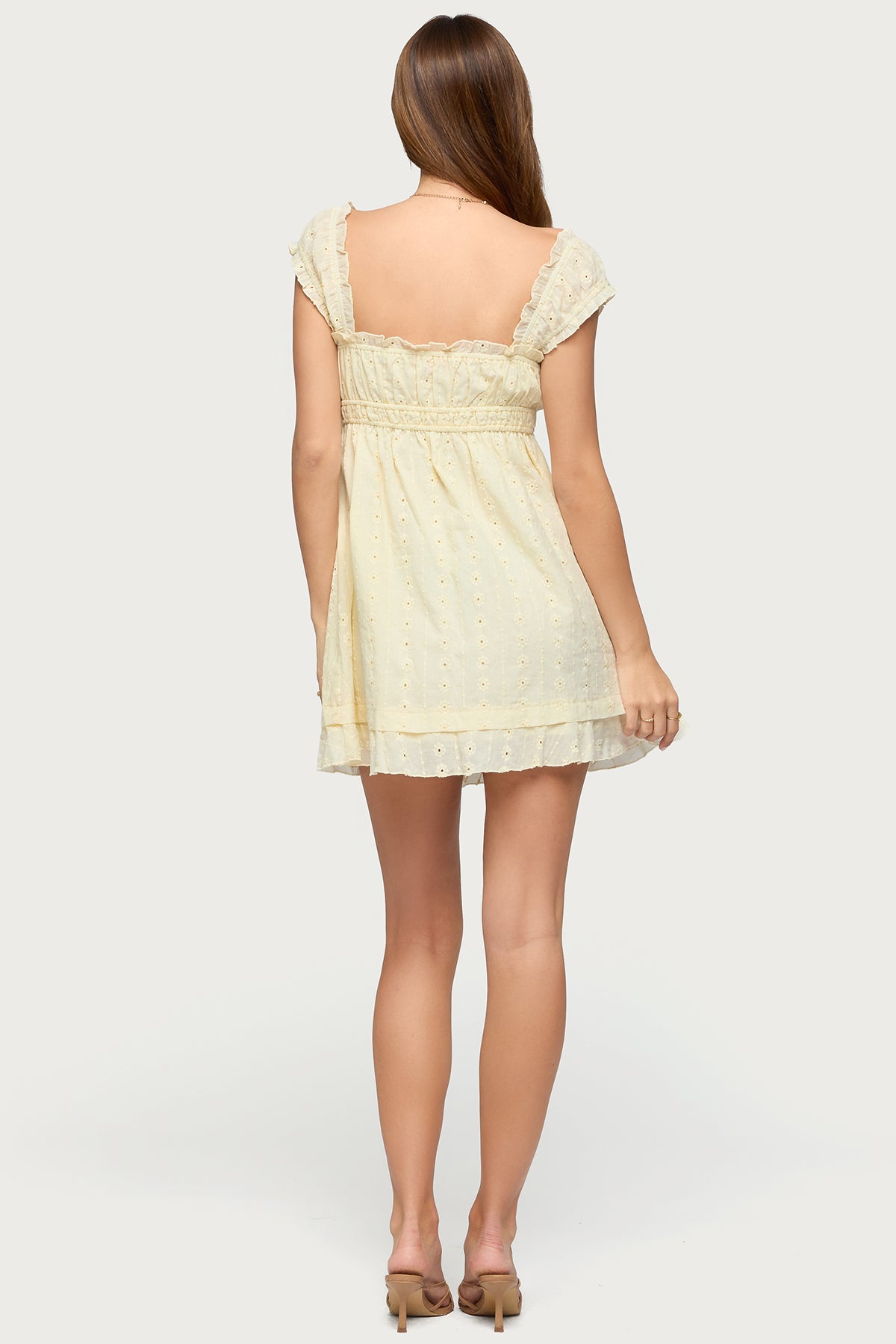 Eyelet Ruffle Babydoll Mini Dress - Image 4