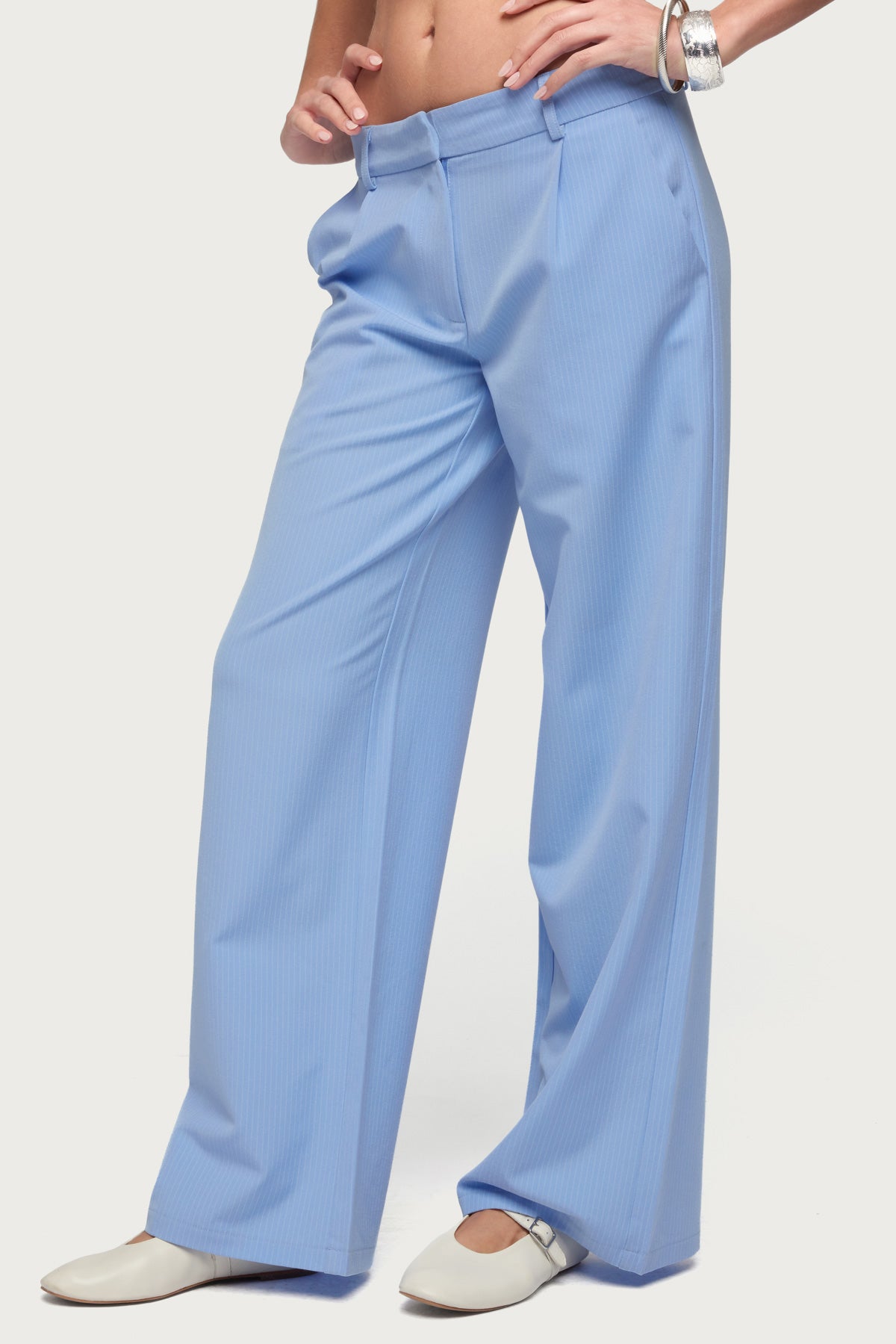 Pinstripe Tailored Straight Leg Pants - Image 3