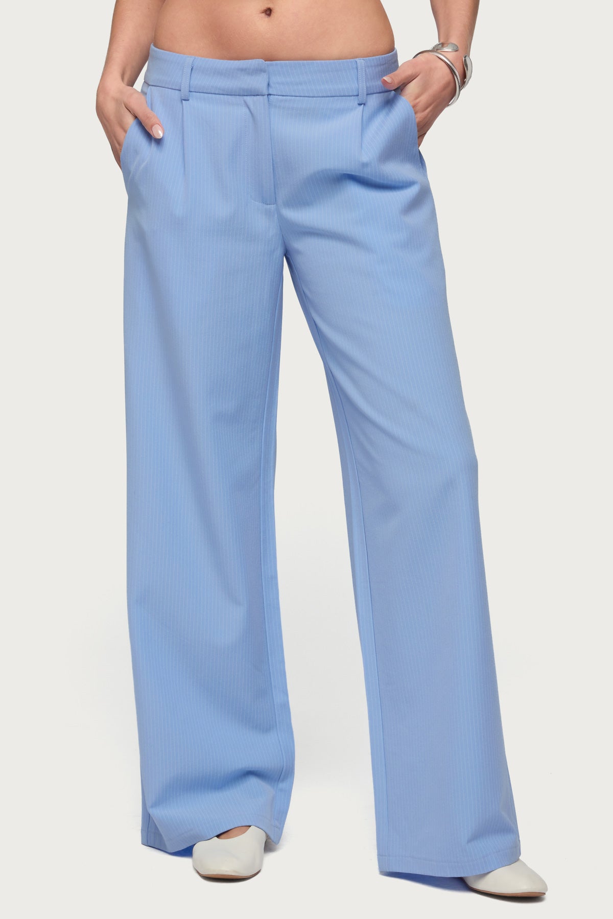 Pinstripe Tailored Straight Leg Pants - Image 2