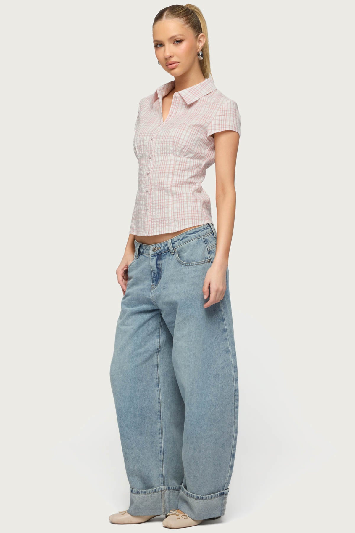 Naiah Plaid Tailored Button Up Shirt - Image 4