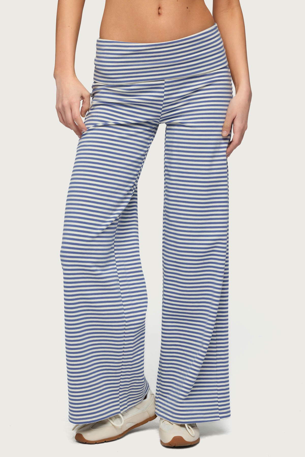 Petite Lilah Striped Fold Over Pants - Image 2