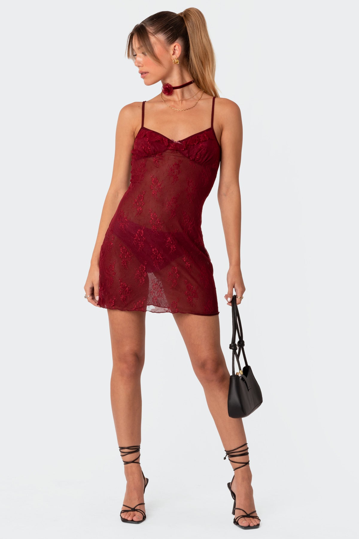 Madame Sheer Lace Mini Dress - Image 5