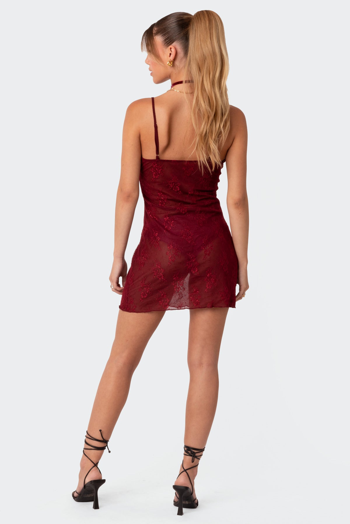 Madame Sheer Lace Mini Dress - Image 4