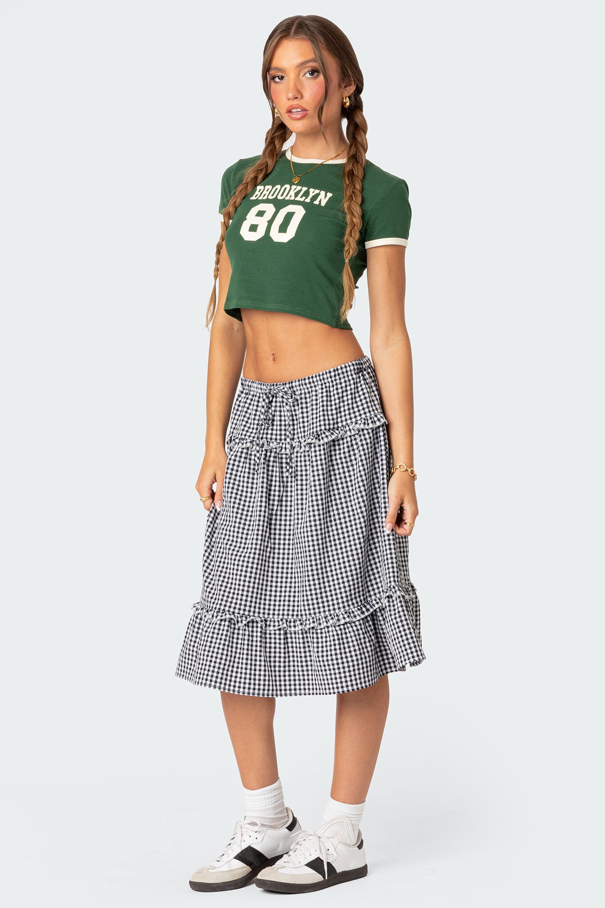 Plaid Tiered Midi Skirt - Image 5