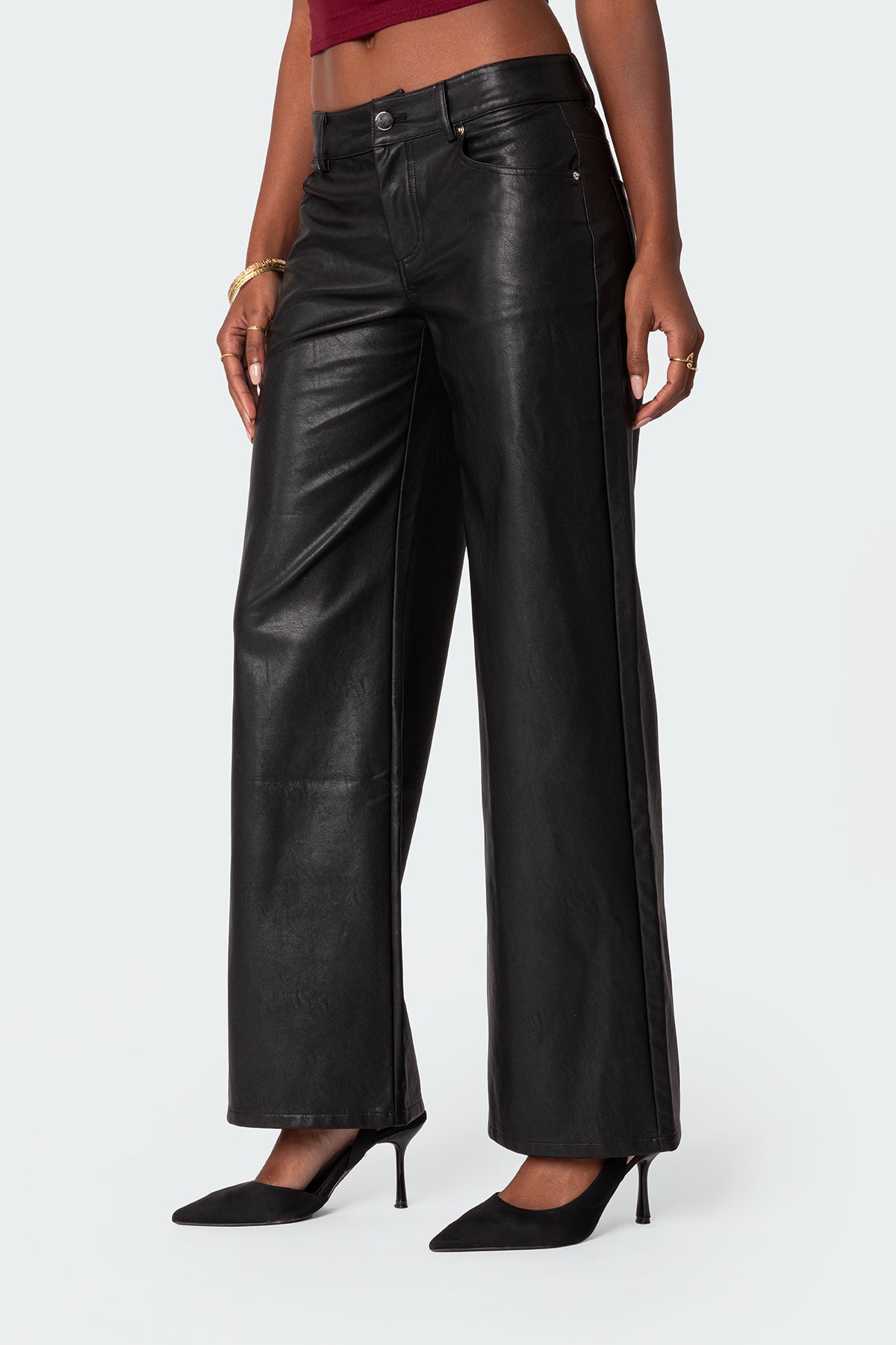 Faux Leather Straight Leg Pants - Image 3