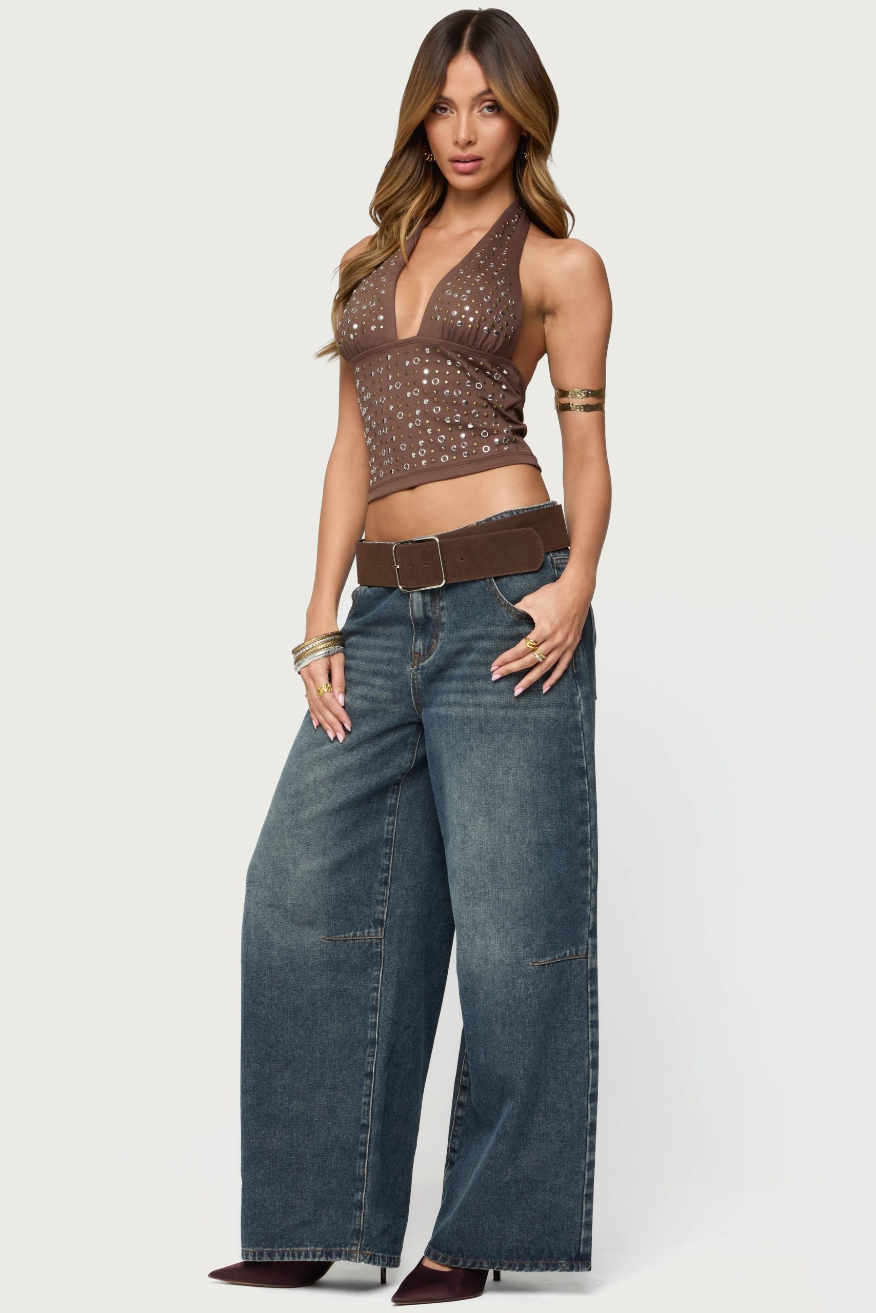 Jackie Stud & Grommet Halter Top - Image 4